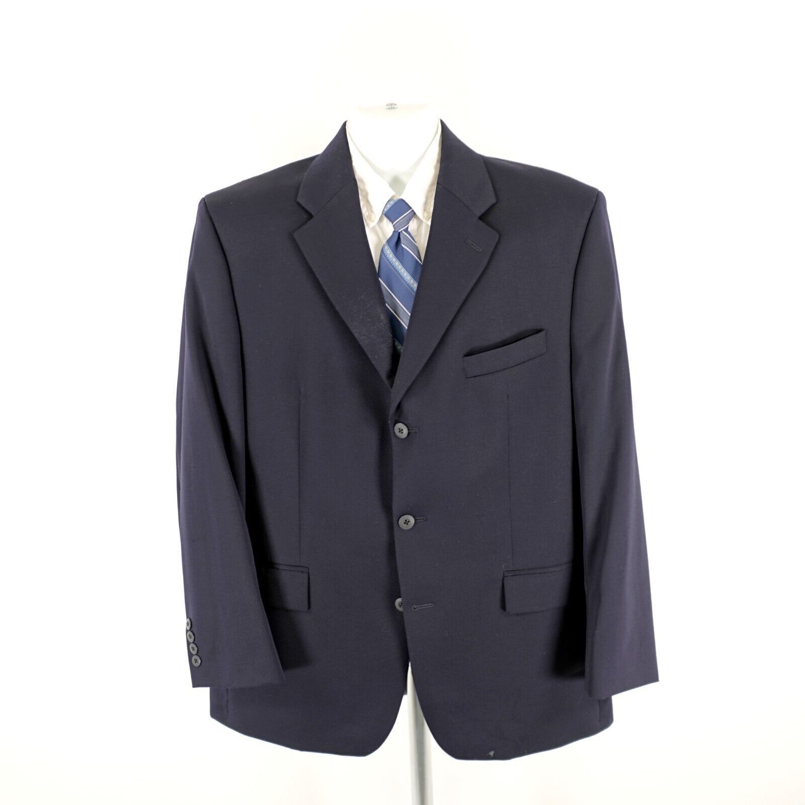 Brandini DAMAGED Brandini Filene's Wool Blue 3 Button Blazer 44L Tagg Size 44L - 7 Thumbnail