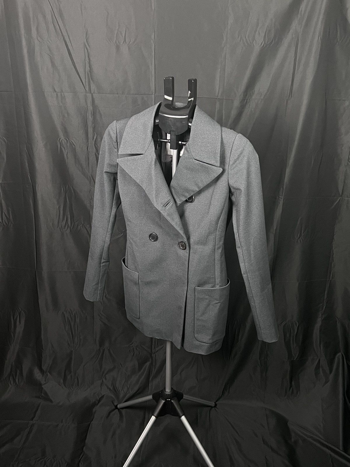 image of Designer Prada Grey Nylon Coat Made In Ukraine, Women's (Size Medium)