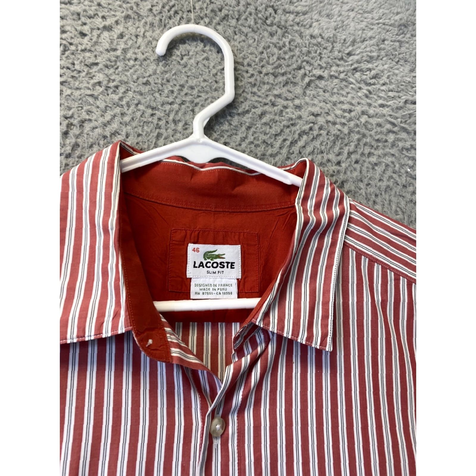 Lacoste Lacoste Dress Shirt Mens XXL Striped Button-Down Casual Slim 46 40-75 Multicolor Size US XXL / EU 58 / 5 - 3 Thumbnail