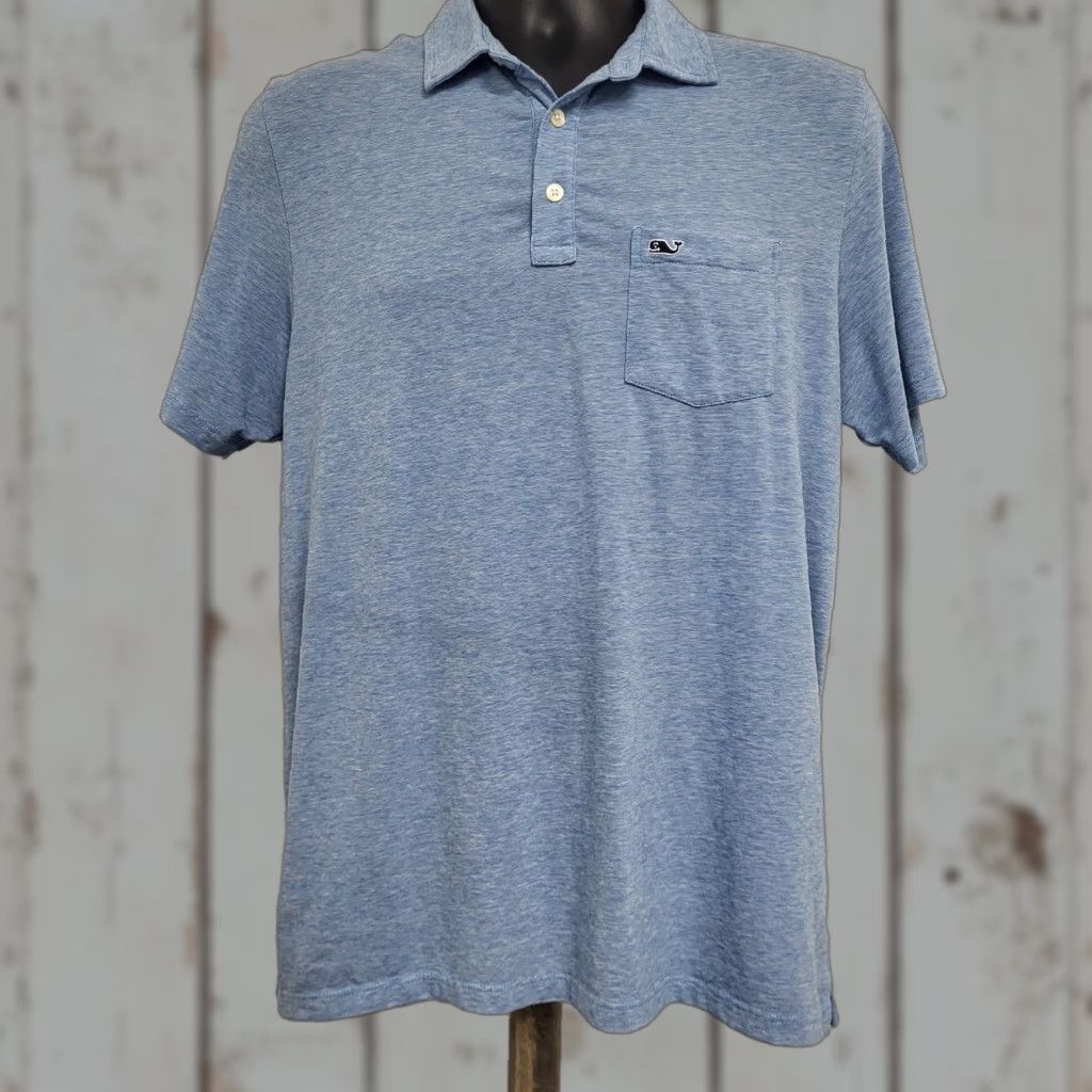 Vineyard Vines Vineyard Vines Polo Shirt Men's Medium Heather Blue Pocket Logo Edgartown Shirt Size US M / EU 48-50 / 2 - 1 Thumbnail