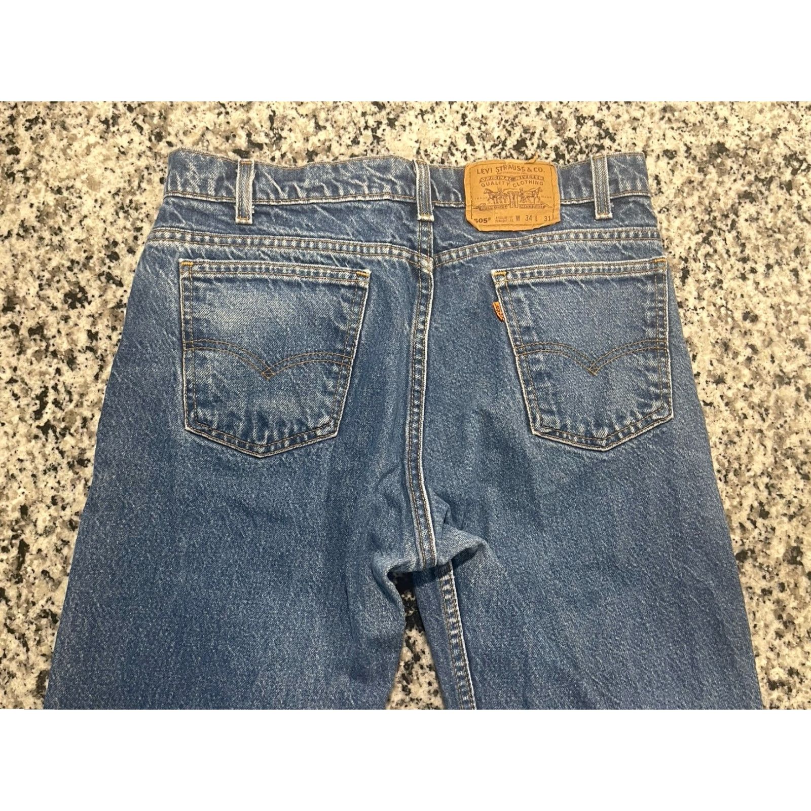 Levi's VINTAGE Levi’s 505 Jeans Orange tab Straight Men's 32x30 Regular Fit Blue 80s 90s Style Mens Size US 32 / EU 48 - 4 Thumbnail