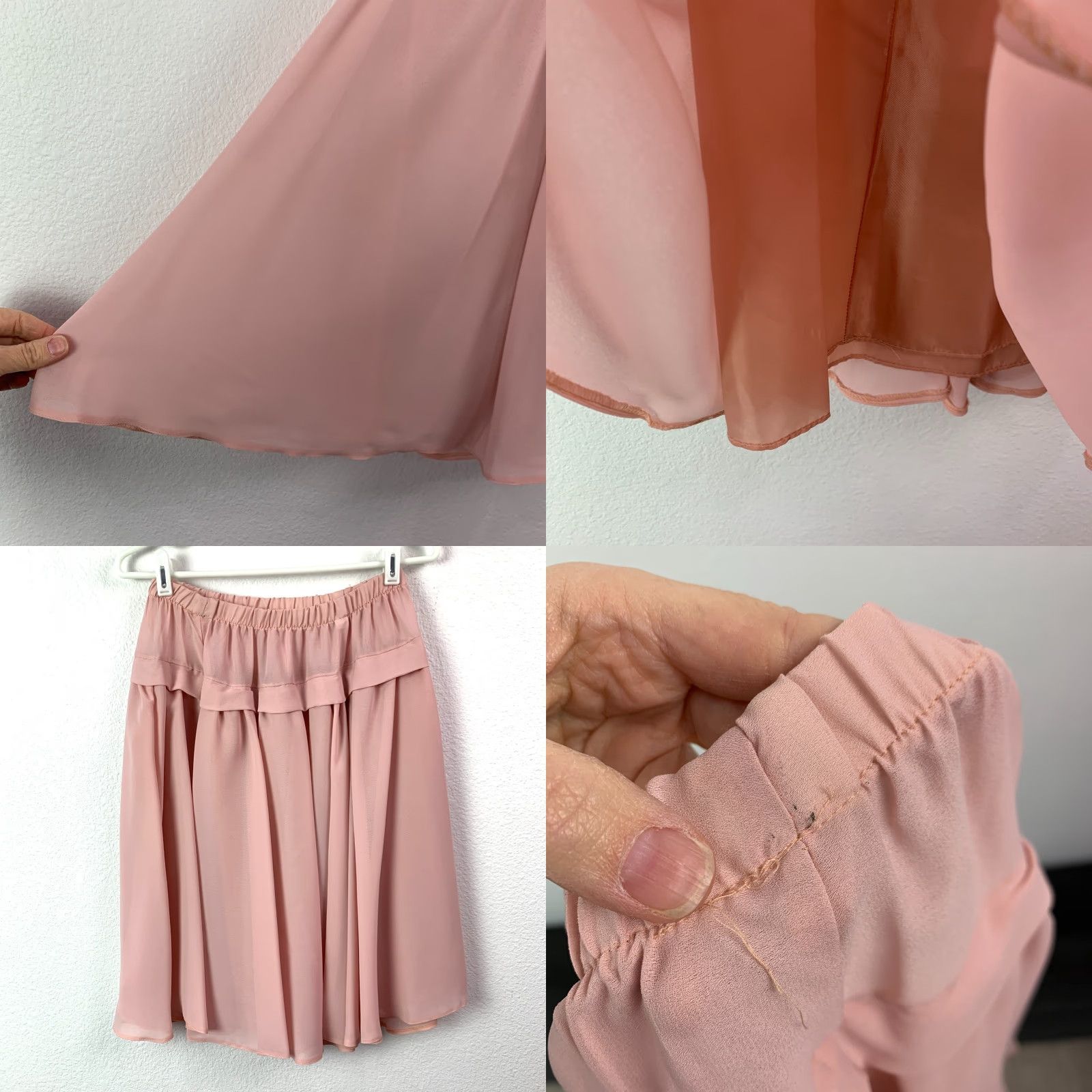 Pinko VINTAGE Caron Chicago Dusty Pink Lace Shirt Skirt Outfit 12 Women 1990s Secretary/Geek Casual Size XL / US 12-14 / IT 48-50 - 8 Thumbnail