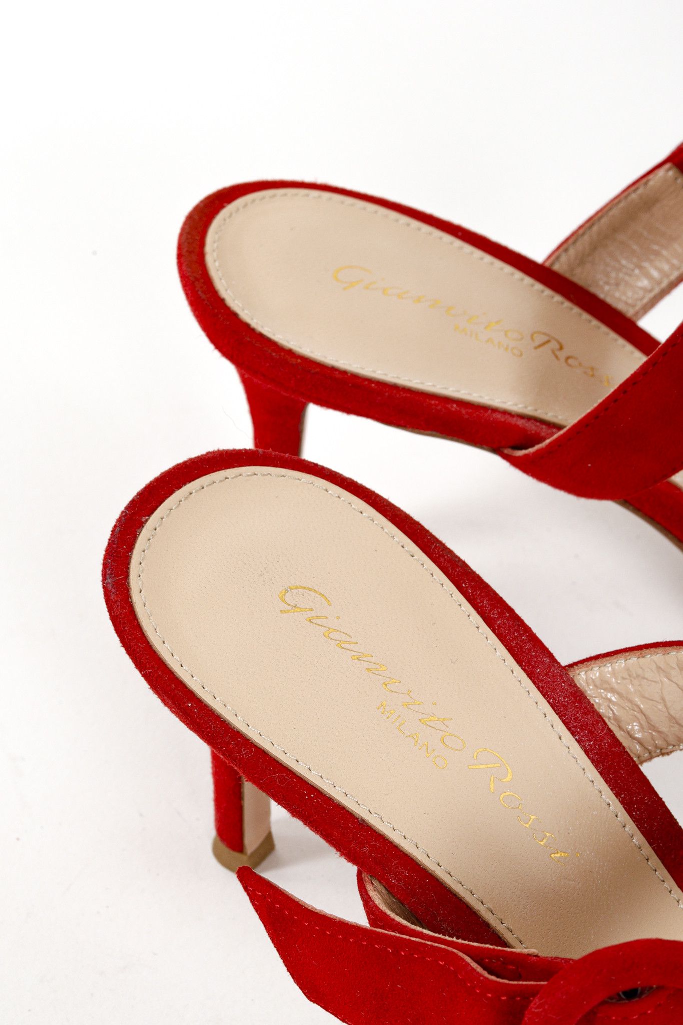 Gianvito Rossi Gianvito Rossi Red Chamois Suede Heel Sandals Size US 6.5 / IT 36.5 - 9 Thumbnail