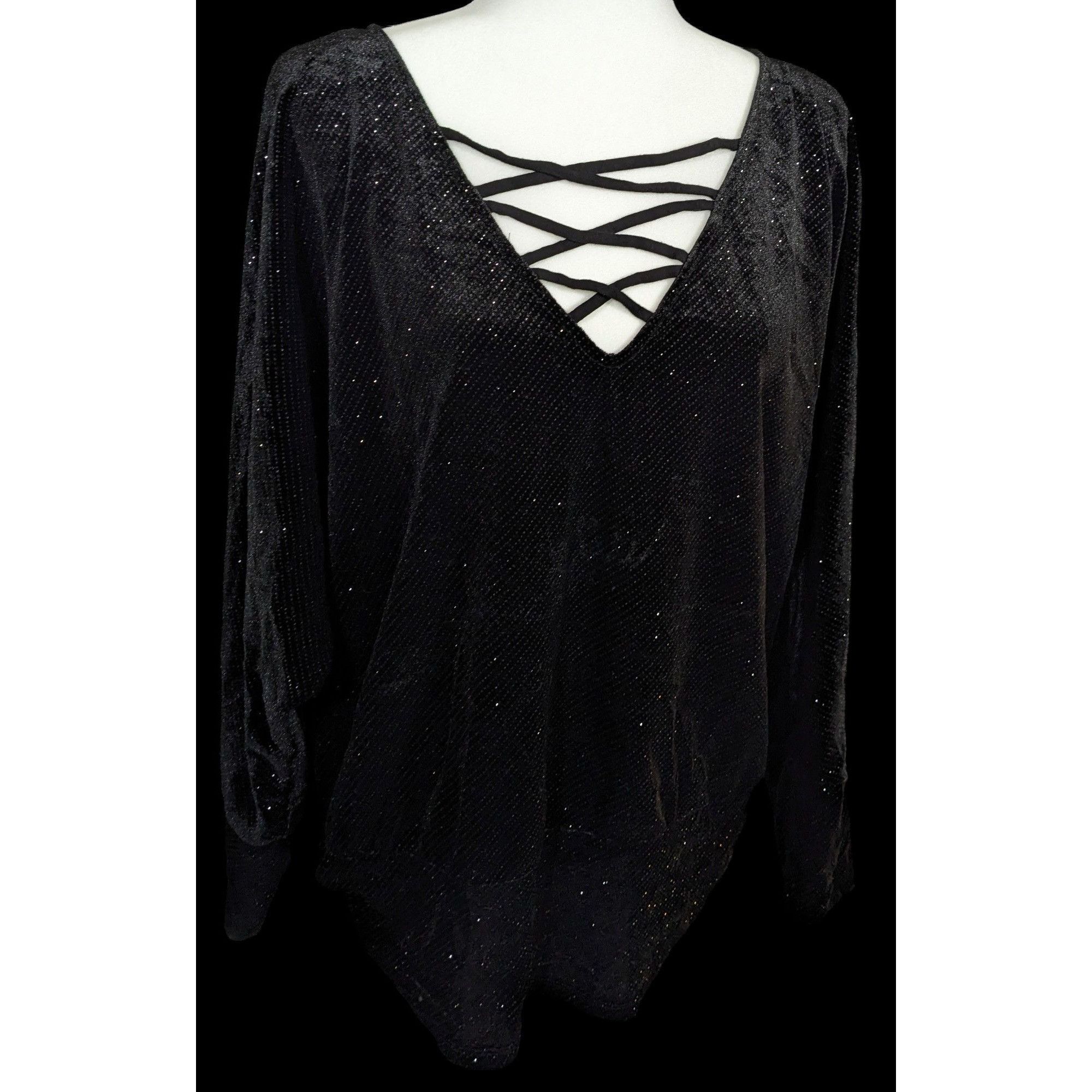 Jennifer Lopez Dark Glam Velvet Glitter Top by Jennifer Lopez Size XL / US 12-14 / IT 48-50 - 8 Thumbnail