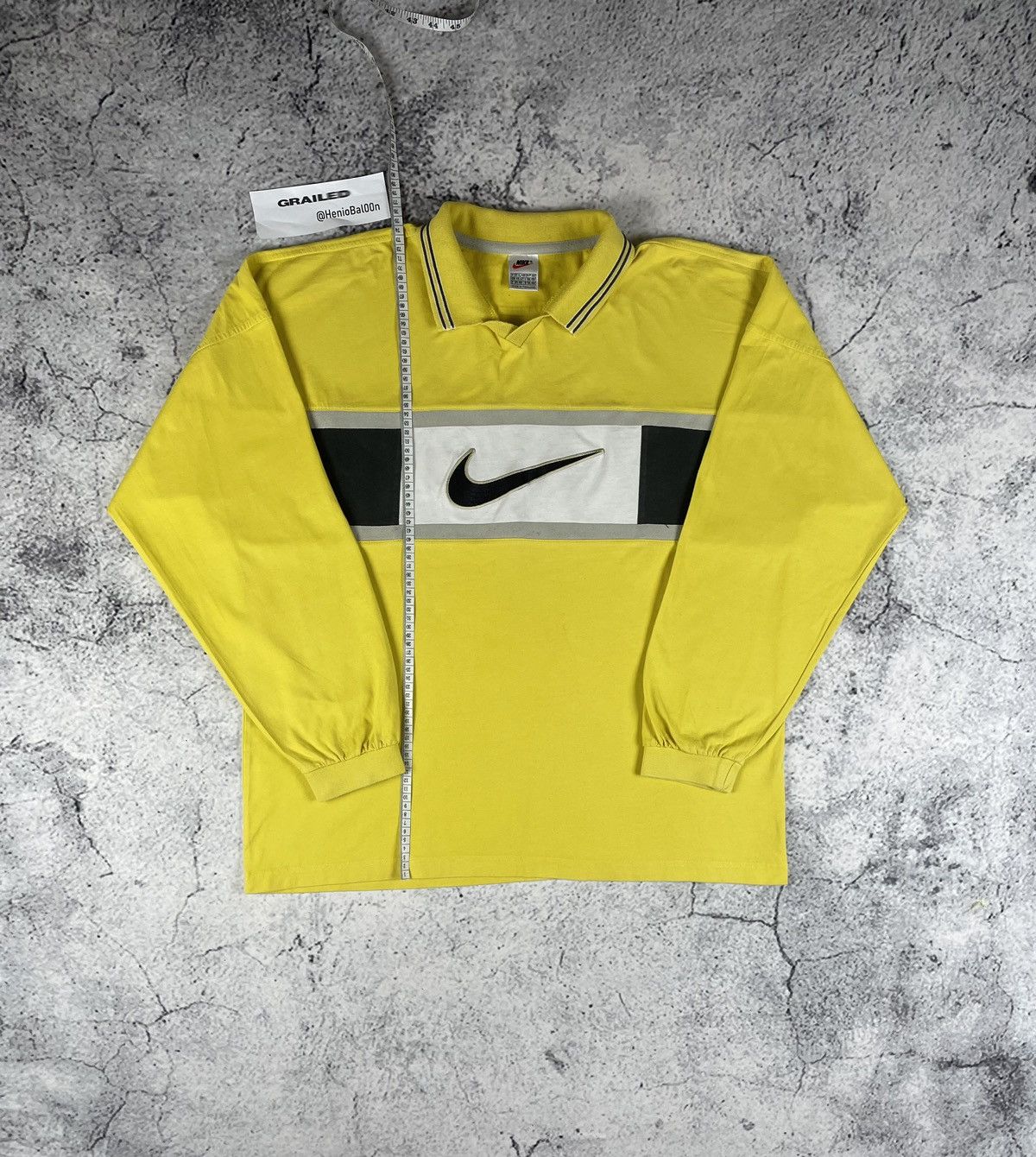 Nike Vintage Nike XL Central Swoosh Rugby Sweatshirt Yellow Size US XL / EU 56 / 4 - 5 Thumbnail
