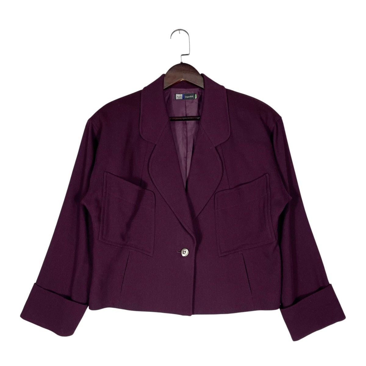 Karl Lagerfeld Vintage Karl Lagerfeld Plum Wool Jacket Size M / US 6-8 / IT 42-44 - 6 Thumbnail