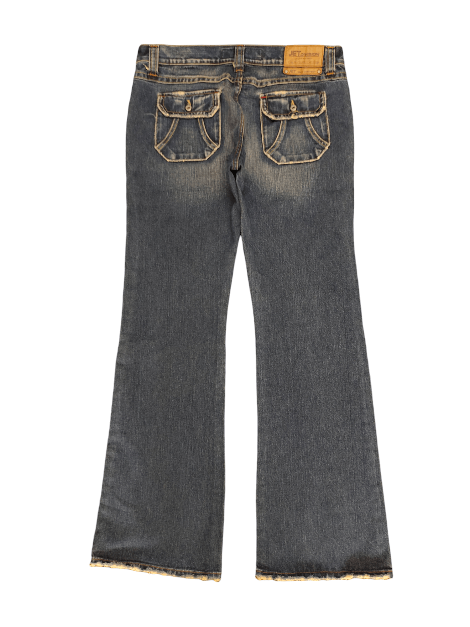 If Six Was Nine Flare Baggy Jeans Jet Division Distress Faded Denim Boot Cut Size US 35 - 10 Thumbnail