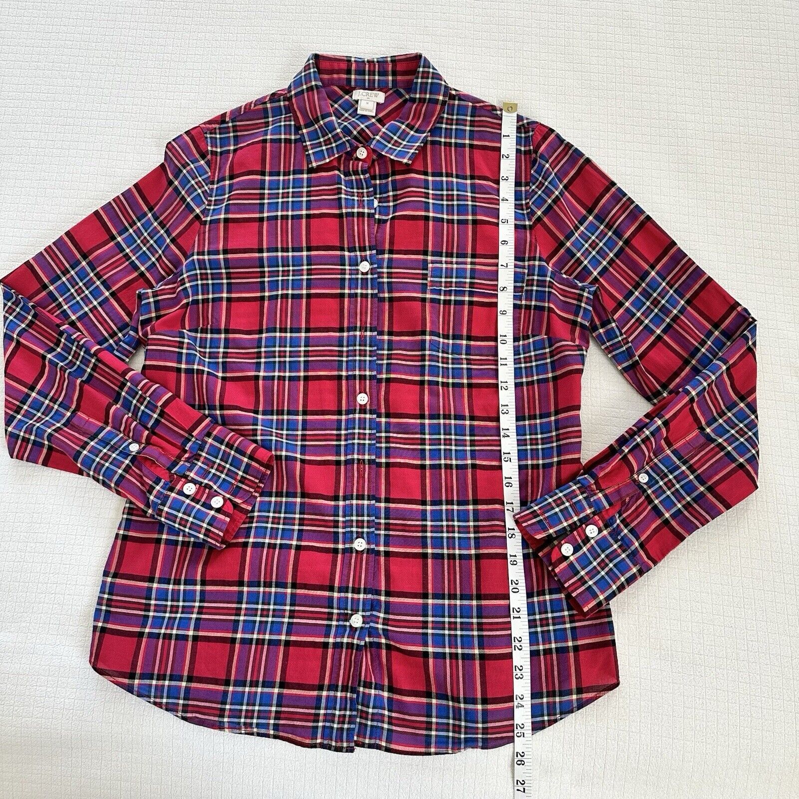 J.Crew J.Crew Women Red White Blue Plaid Shirt Cotton Size M Size M / US 6-8 / IT 42-44 - 7 Thumbnail