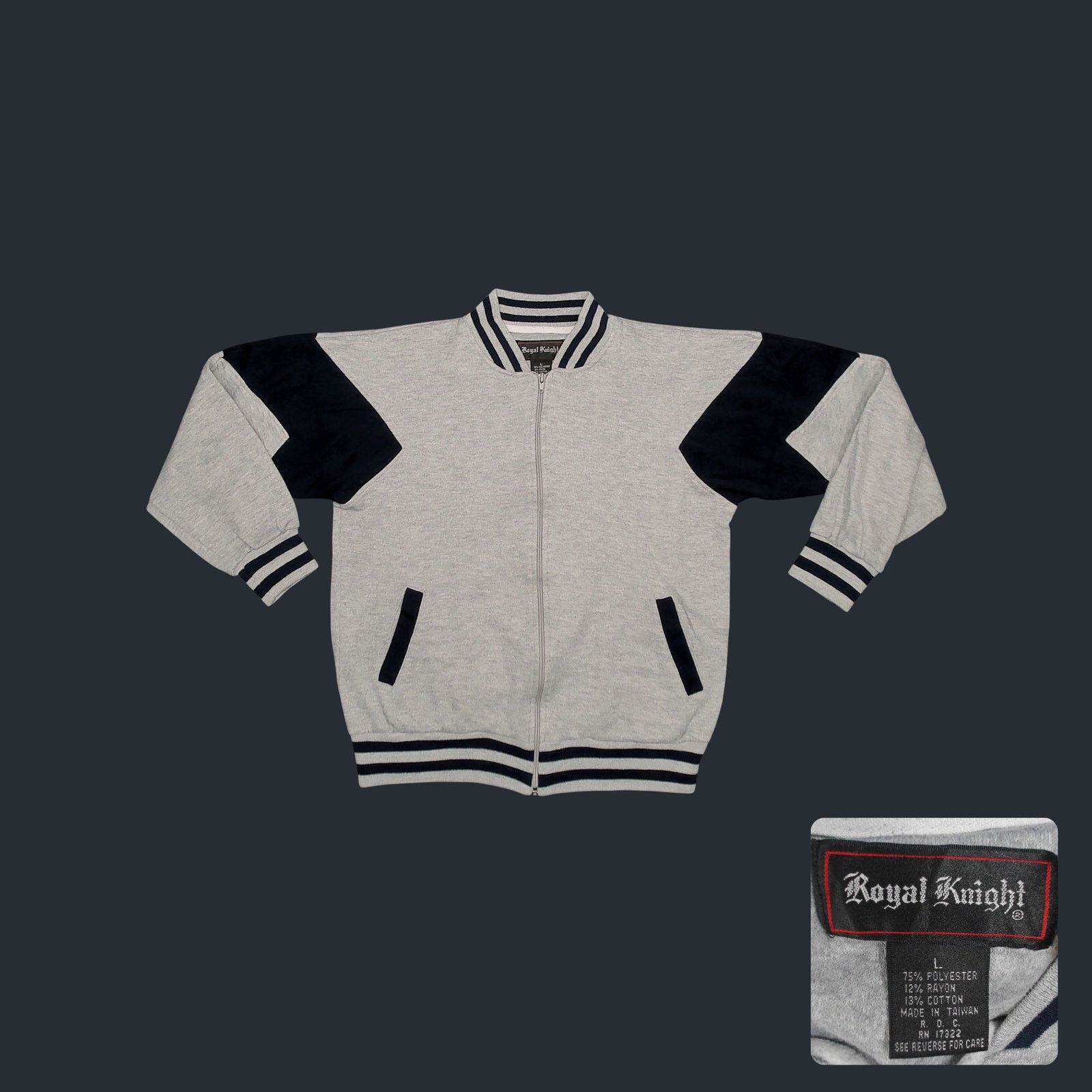 Vintage VTG Streetwear 1980s Royal Knight Chevron Boxy Track Jacket Size US M / EU 48-50 / 2 - 1 Thumbnail
