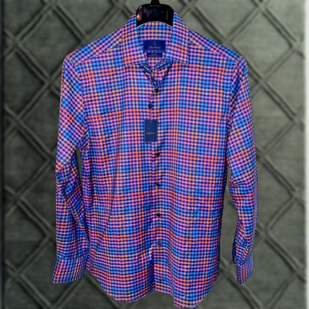 David Donahue David Donahue Check Fusion Performance Sport Shirt Mens M NWT MSRP 165 Size US M / EU 48-50 / 2 - 1 Thumbnail