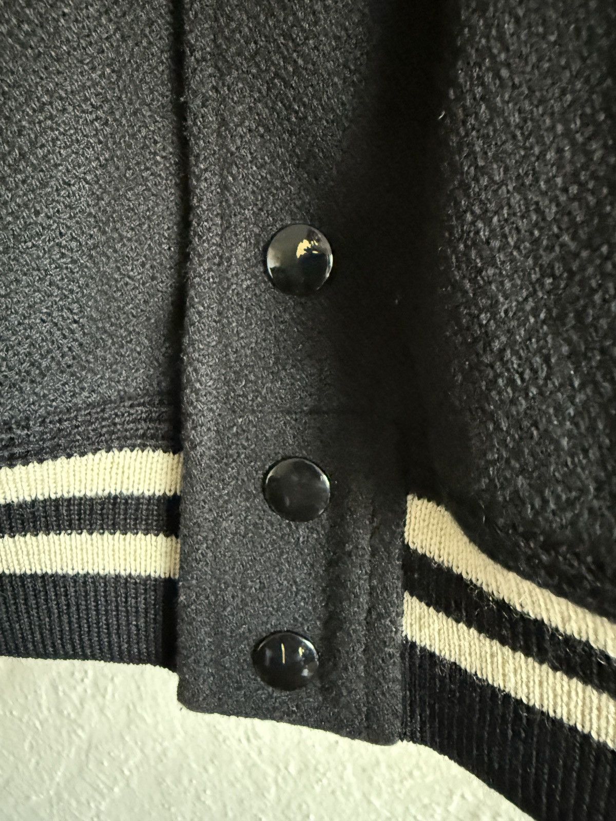 Hedi Slimane × Saint Laurent Paris Saint Laurent Paris Black Wool Teddy Varsity Jacket SS16 Size US M / EU 48-50 / 2 - 10 Thumbnail