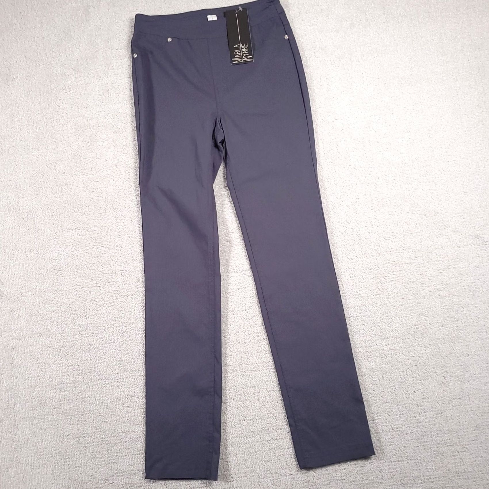 Vintage Marla Wynne Pants Womens 2 Gray Pull On Mid-Rise Skinny Pockets Legging USA Size 42" / US 20 - 2 Thumbnail