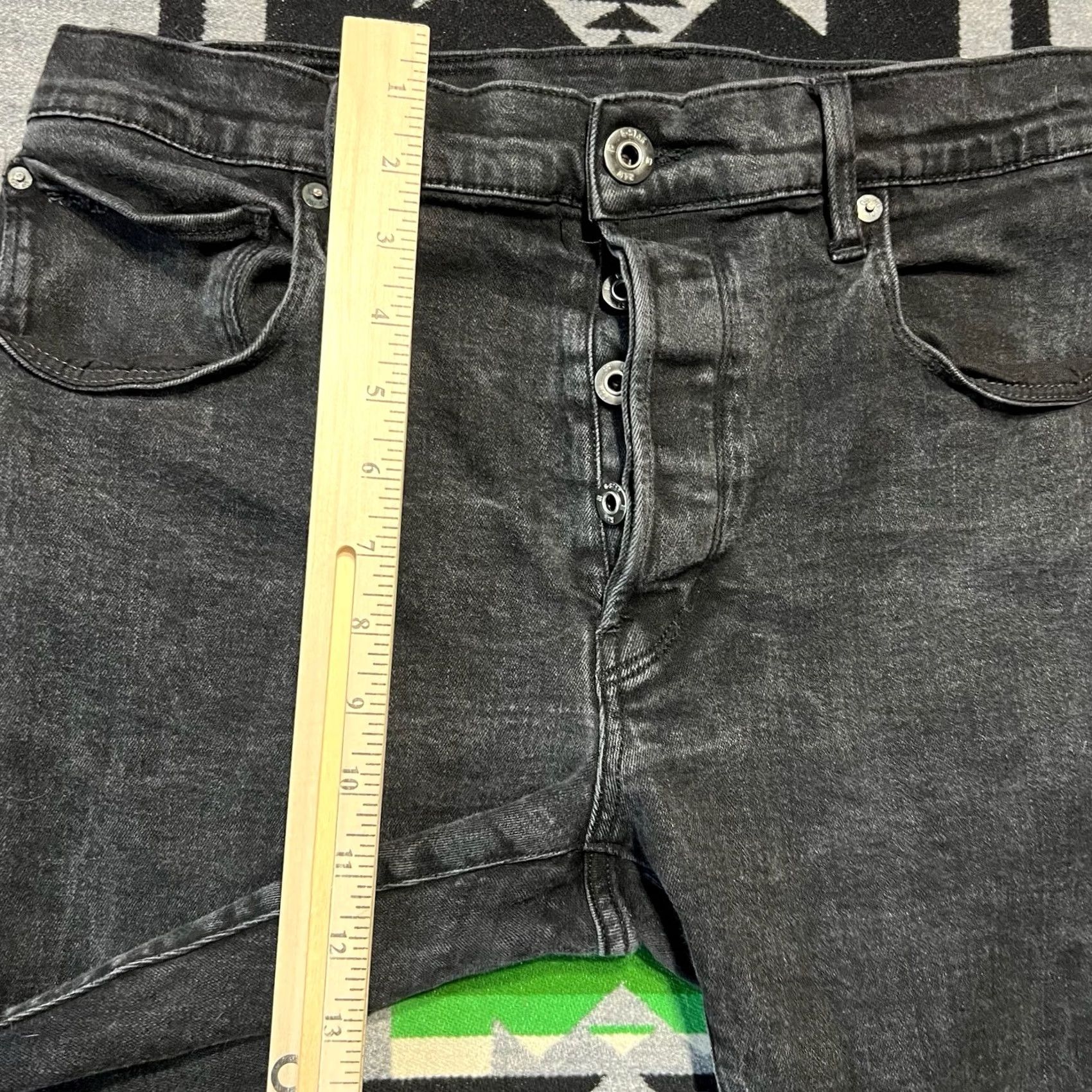 G-Star G Star Raw Jeans Mens 36x32 Black 3301 Slim Stretch Button Fly Denim D3 Size US 36 / EU 52 - 4 Thumbnail