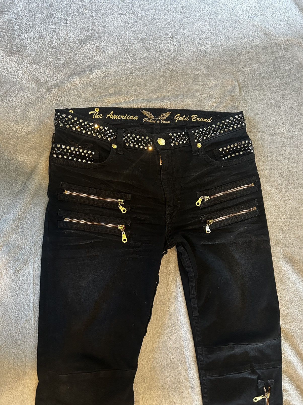 Robins Jeans Robins jeans “new biker” fully loaded with black wings Size US 36 / EU 52 - 2 Thumbnail