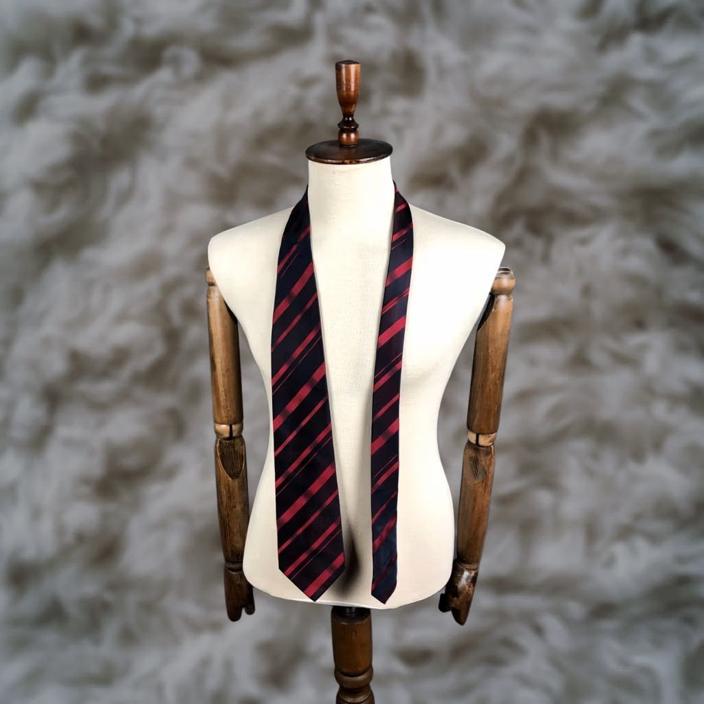 Dolce & Gabbana Dolce&Gabbana Tie Dark Blue Silk Striped Necktie Men's Silk Tie Classic Pattern Adjustable Clip Width Classic Vintage: No Size ONE SIZE - 1 Thumbnail