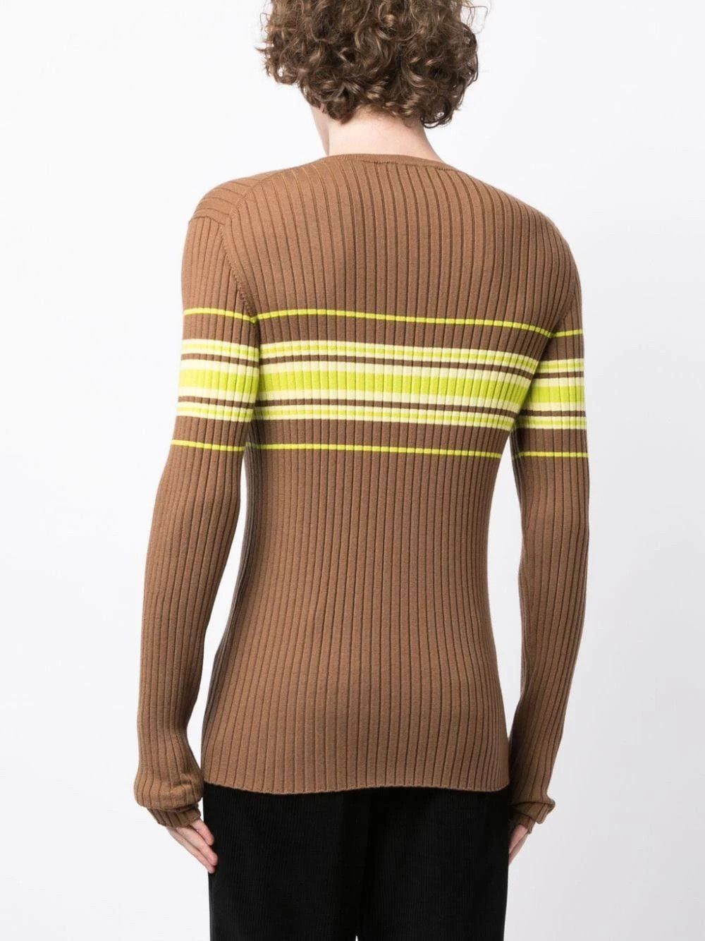 Wales Bonner o1s1v1n0824 Show Knit Top in Beige & Lime Size US L / EU 52-54 / 3 - 2 Thumbnail