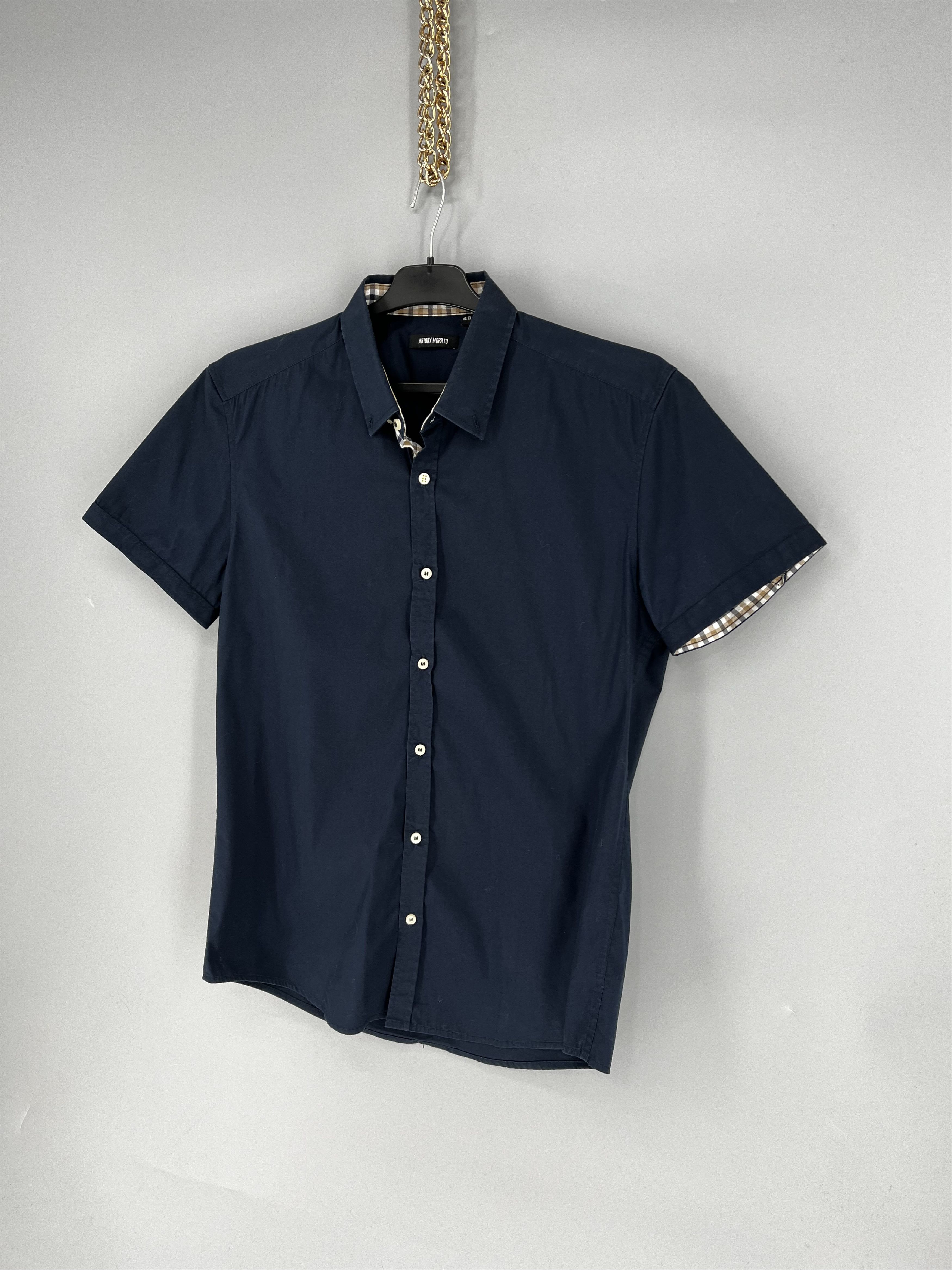 Antony Morato MENS ANTONY MORATO Slim Navy Black Button Casual Dress Shirt Size US M / EU 48-50 / 2 - 3 Thumbnail