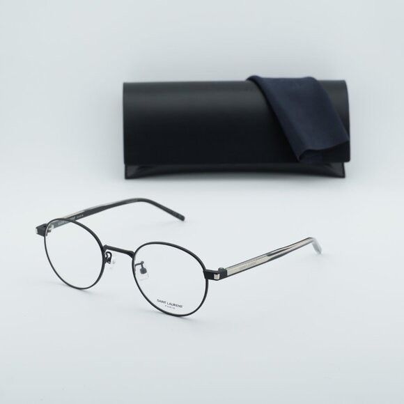Saint Laurent Paris Saint Laurent SL848/J 001 Eyeglasses Shiny Black 49mm Round Size ONE SIZE - 10 Thumbnail