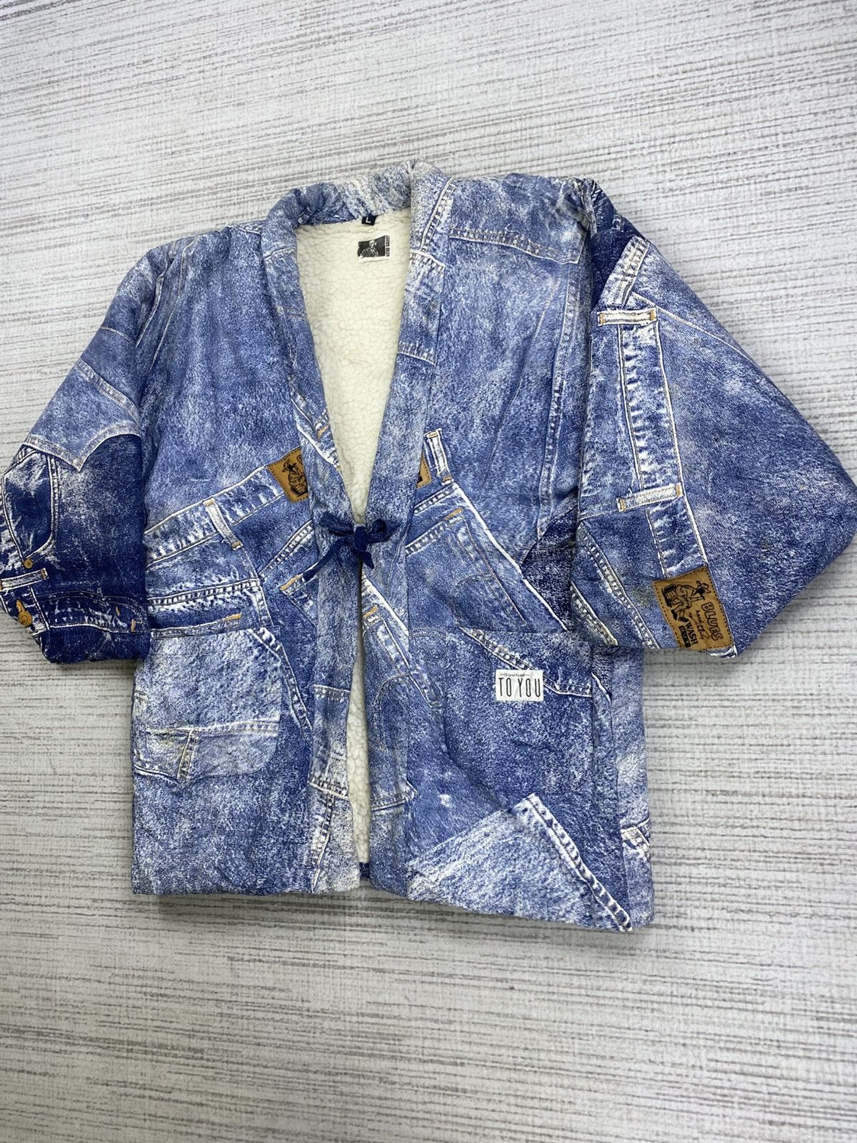 Japanese Brand × Vintage Vintage James Dean Kimono Patchwork Denim Style Jacket Size US M / EU 48-50 / 2 - 4 Thumbnail