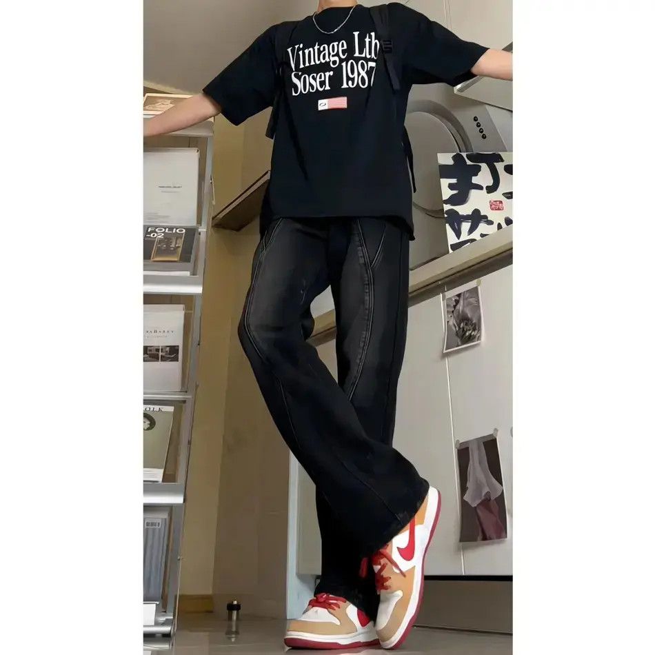 Japanese Brand Retro loose fitting patchwork micro flared jeans Size US 30 / EU 46 - 2 Thumbnail