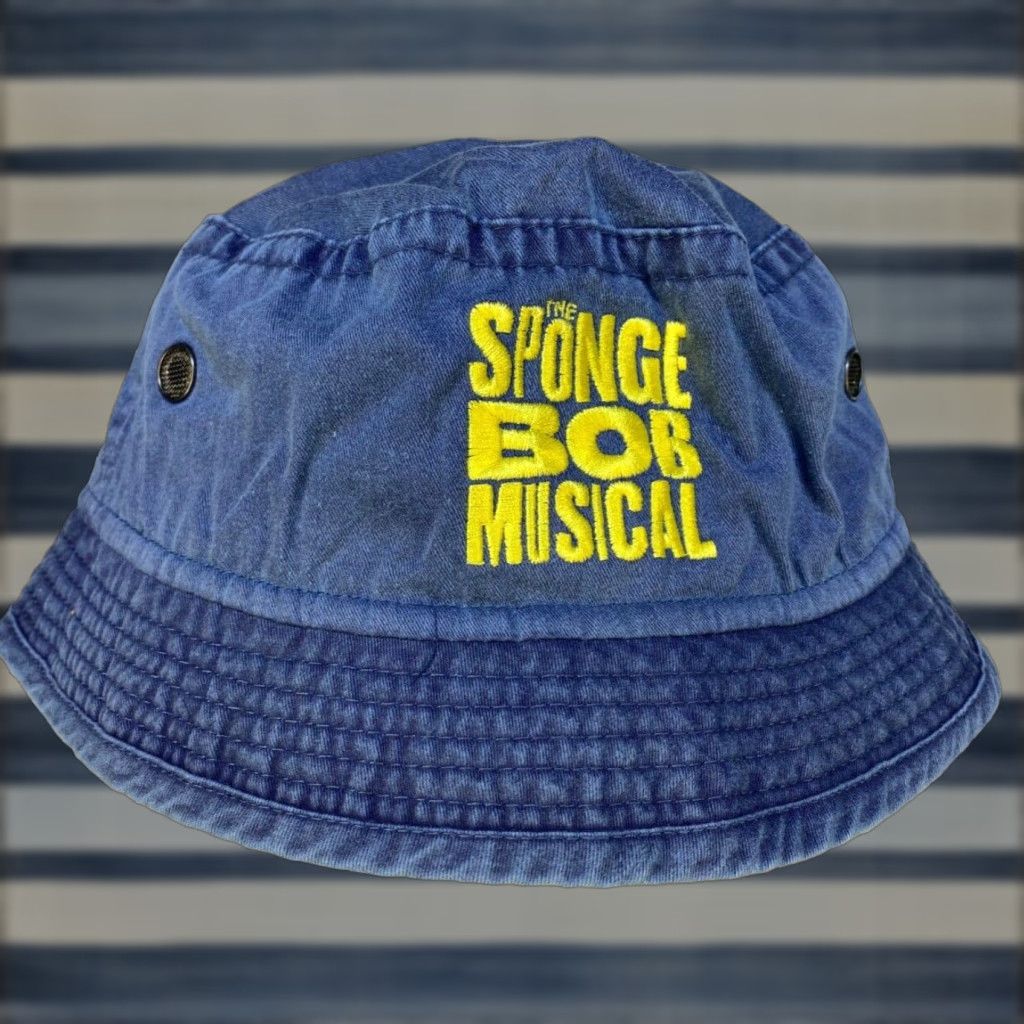 Vintage THE SPONGEBOB MUSICAL BUCKET HAT Official Merchandise Adult One Size Blue Jean Unisex The SpongeBob Music Size ONE SIZE - 1 Thumbnail