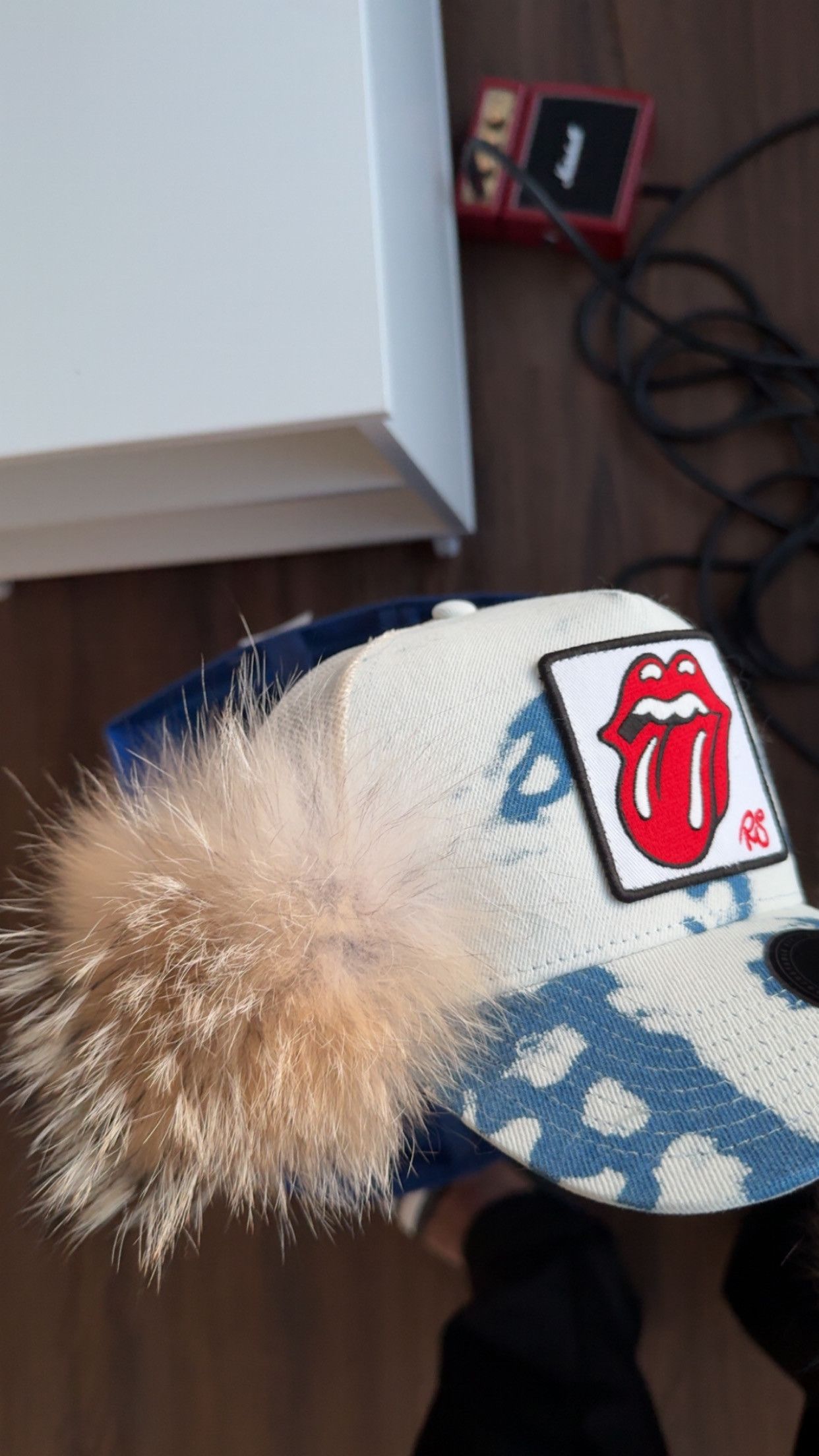 47 Brand × New Era Custom Coyote fur Rolling stones Music Denim trucker hat Size ONE SIZE - 1 Thumbnail