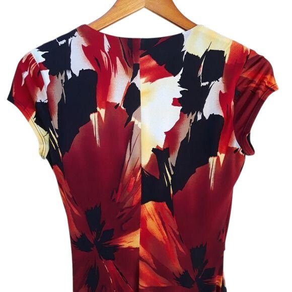 Other Vtg Cache Fiery Tropical Floral Mock Wrap Dress Sz M Stretch Size M / US 6-8 / IT 42-44 - 7 Thumbnail