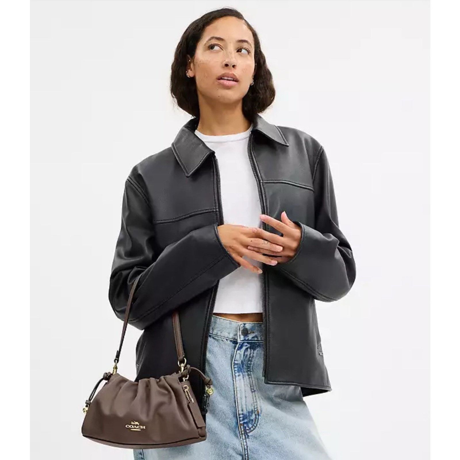 Coach NWT Coach Faye Shoulder Bag CV529 Leather Gold/Dark Stone Size ONE SIZE - 10 Thumbnail