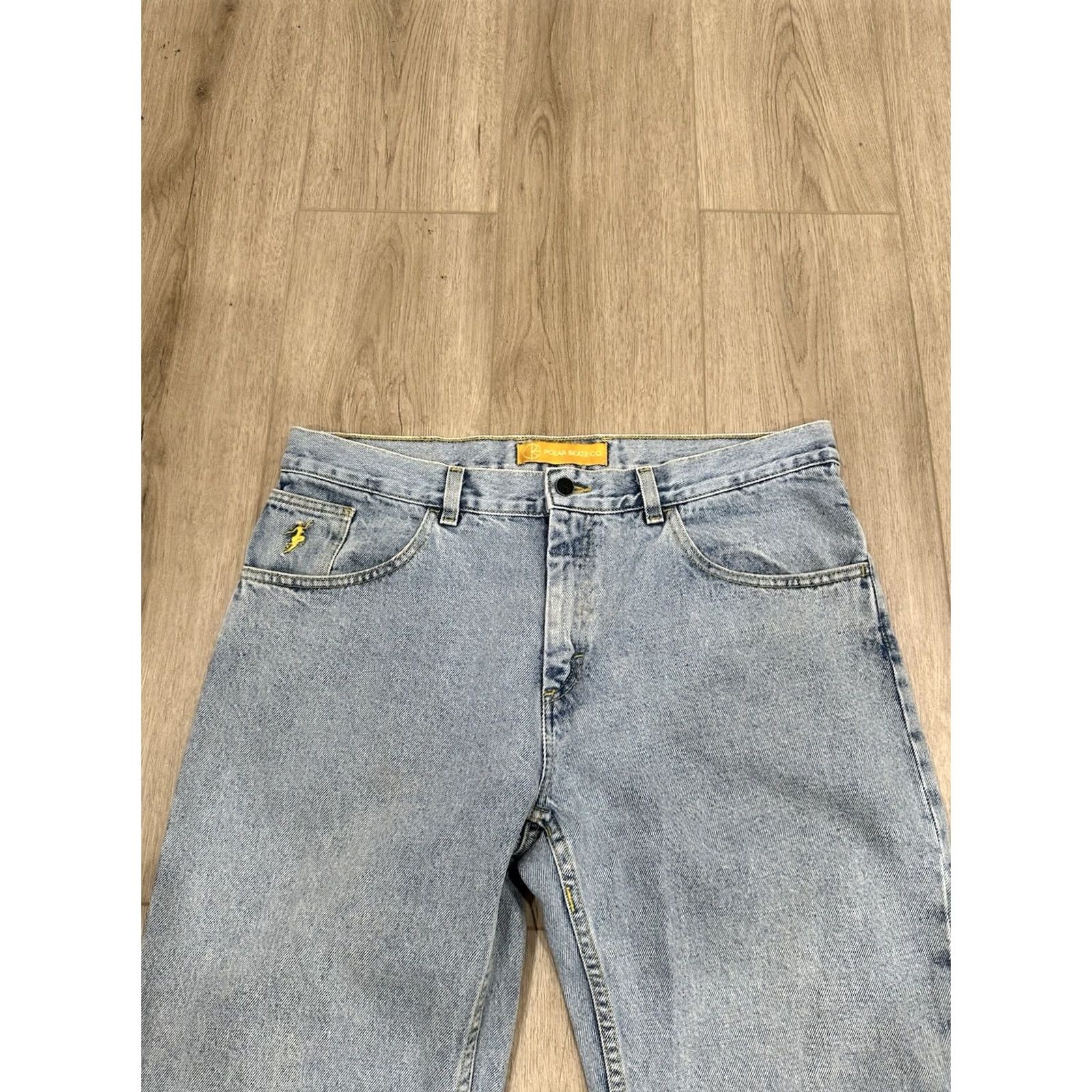 Vintage Polar Skate Co Jeans Mens 36x31 Denim Baggy 90s Vintage Streetwear Logo Pocket 5-Pocket Tapered Jeans Mens Blue Size US 36 / EU 52 - 4 Thumbnail