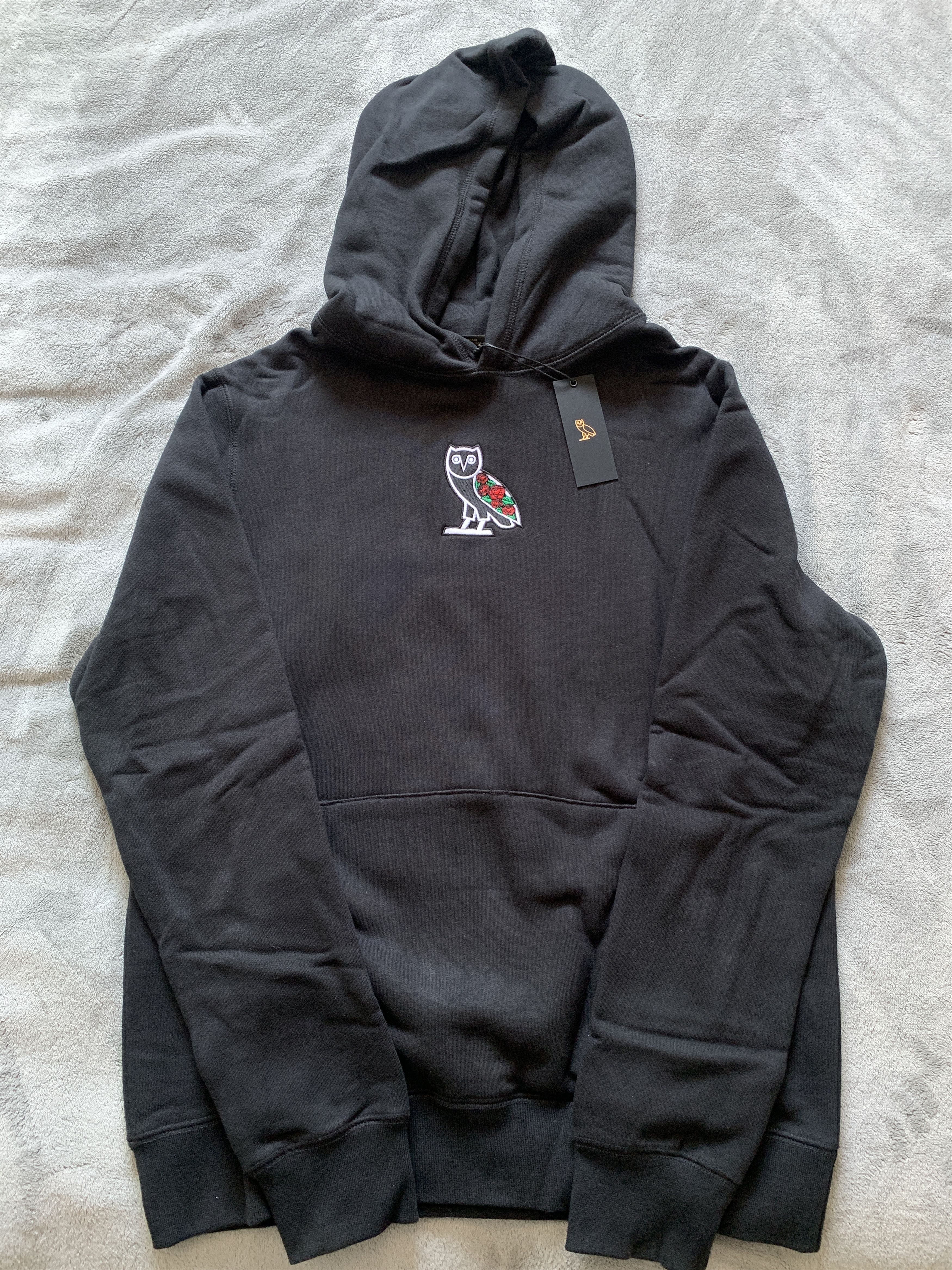 Image of Drake x Octobers Very Own Ovo Sandra Rose Black Classic Owl Hoodie 2018 Drop, Men's (Size Small)