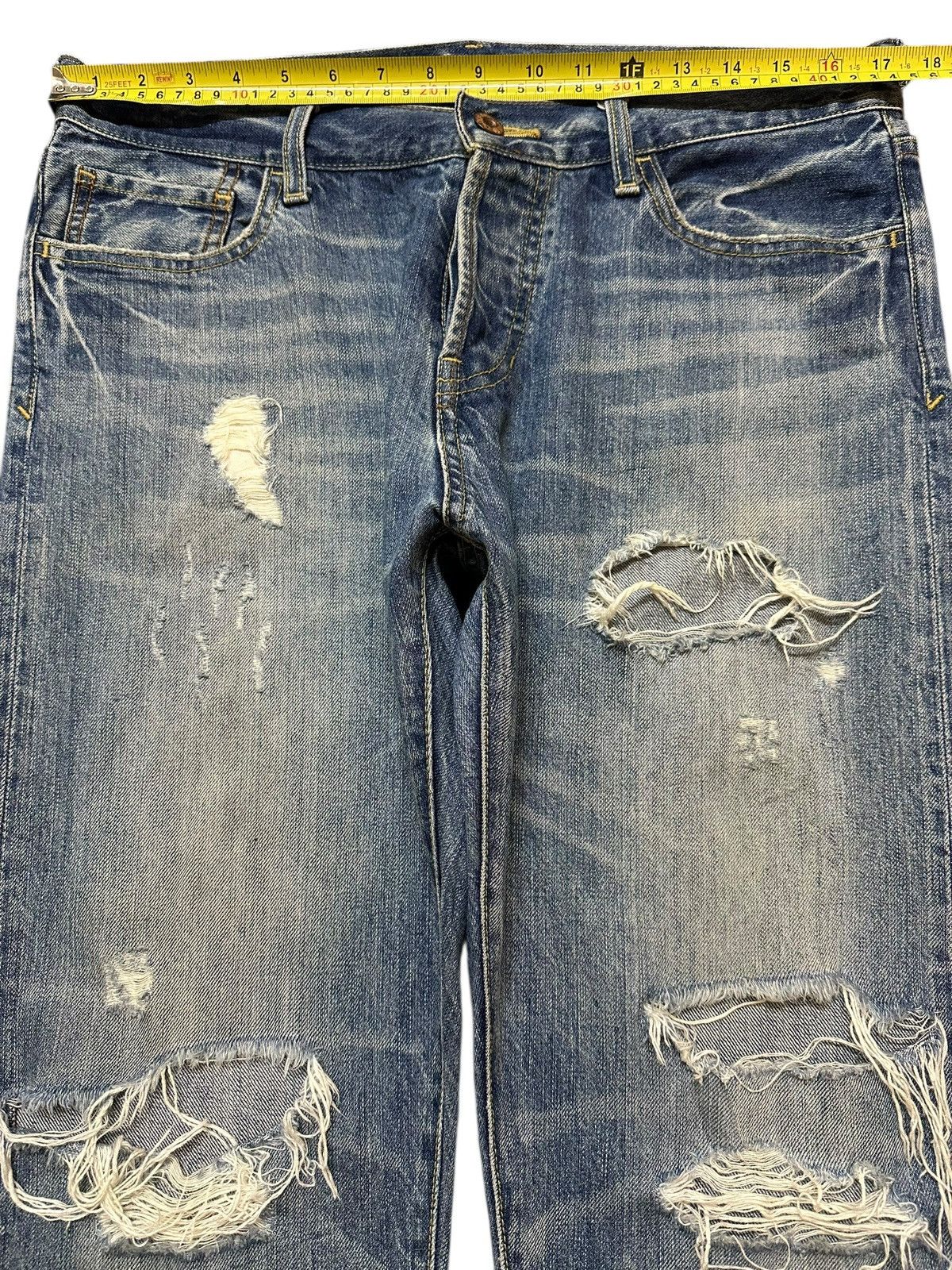 14th Addiction Vintage Japanese Brand Blue Faded Wash Distressed Jeans Size US 34 / EU 50 - 11 Thumbnail
