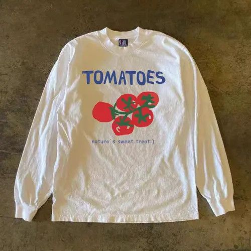 Japanese Brand × Vintage Tomato print white casual retro long sleeve tee Size US M / EU 48-50 / 2 - 1 Thumbnail