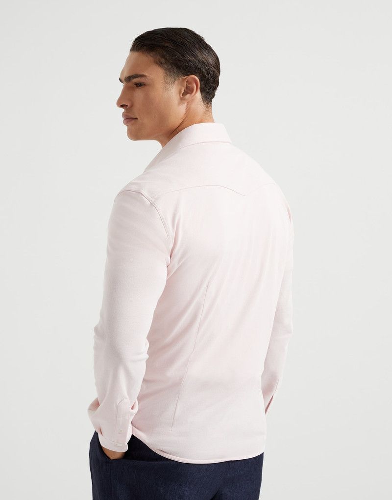 Brunello Cucinelli o1la1rc1a0326 Cotton Piqué Western Shirt in Light Pink Size US S / EU 44-46 / 1 - 2 Thumbnail