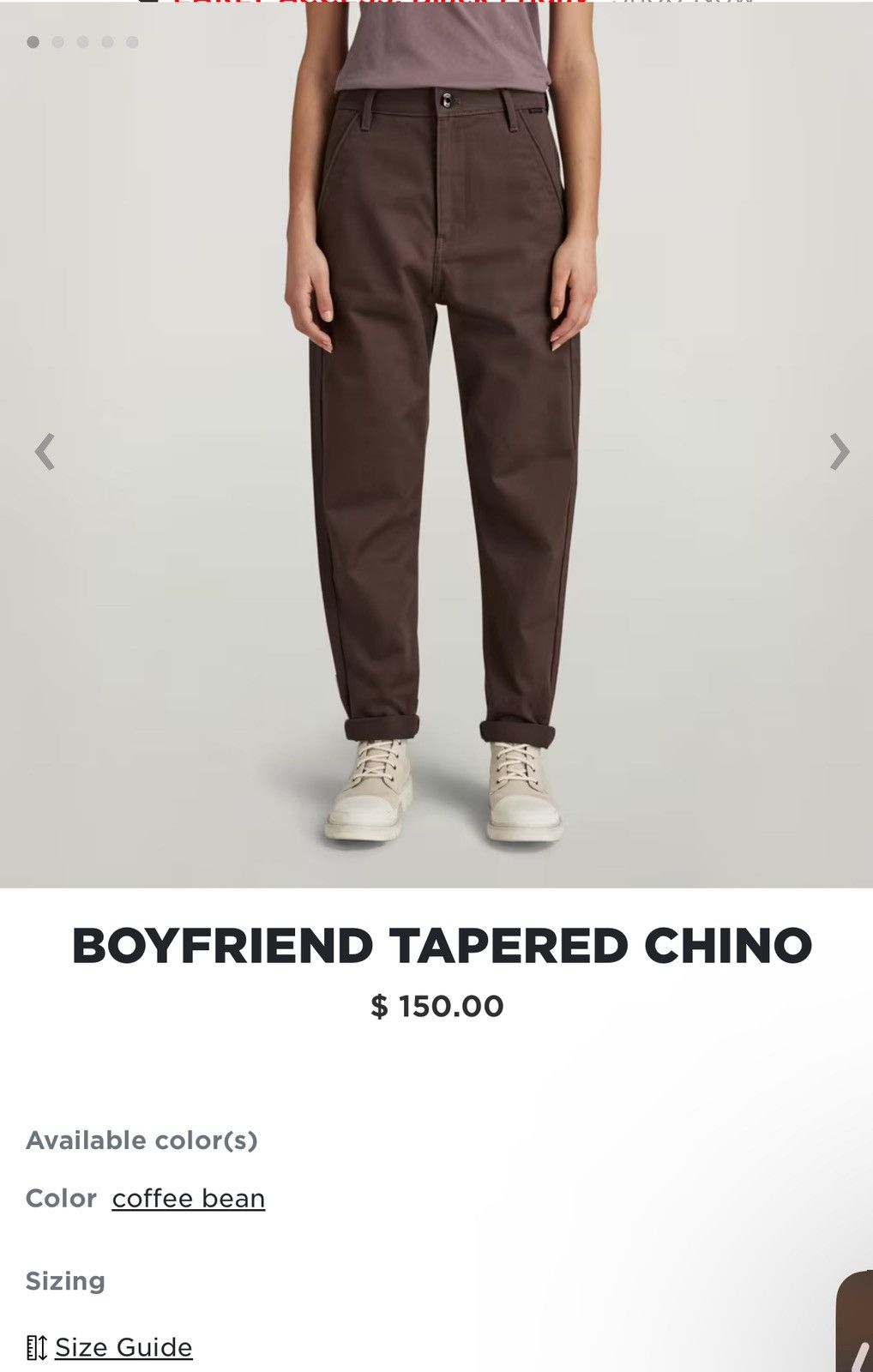 G-Star G star Raw Boy Friend Tapered chino women’s pants Size US 30 / EU 46 - 2 Thumbnail