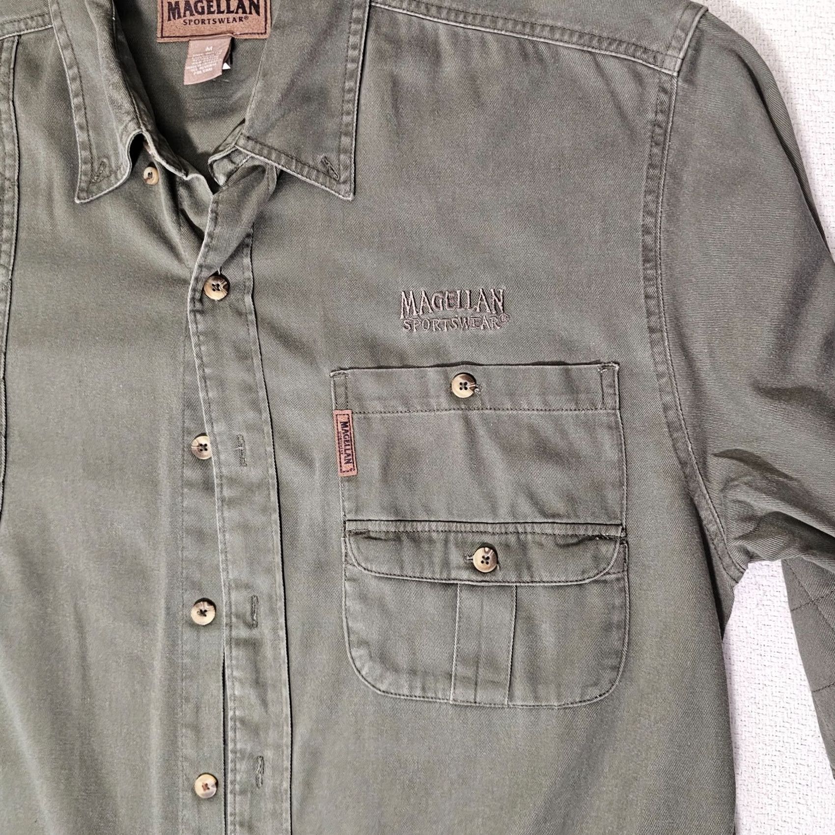 Vintage Magellan Button-Down Shirt Work Heavyweight Long Sleeve Quilted Acc Green Cotton Mens M Size US M / EU 48-50 / 2 - 3 Thumbnail