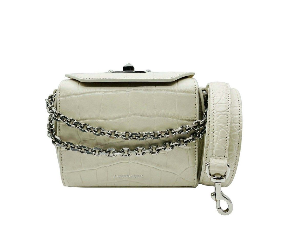 Alexander McQueen Women's Off White Crocodile Embossed Box 16 Crossbody Bag Size ONE SIZE - 1 Thumbnail