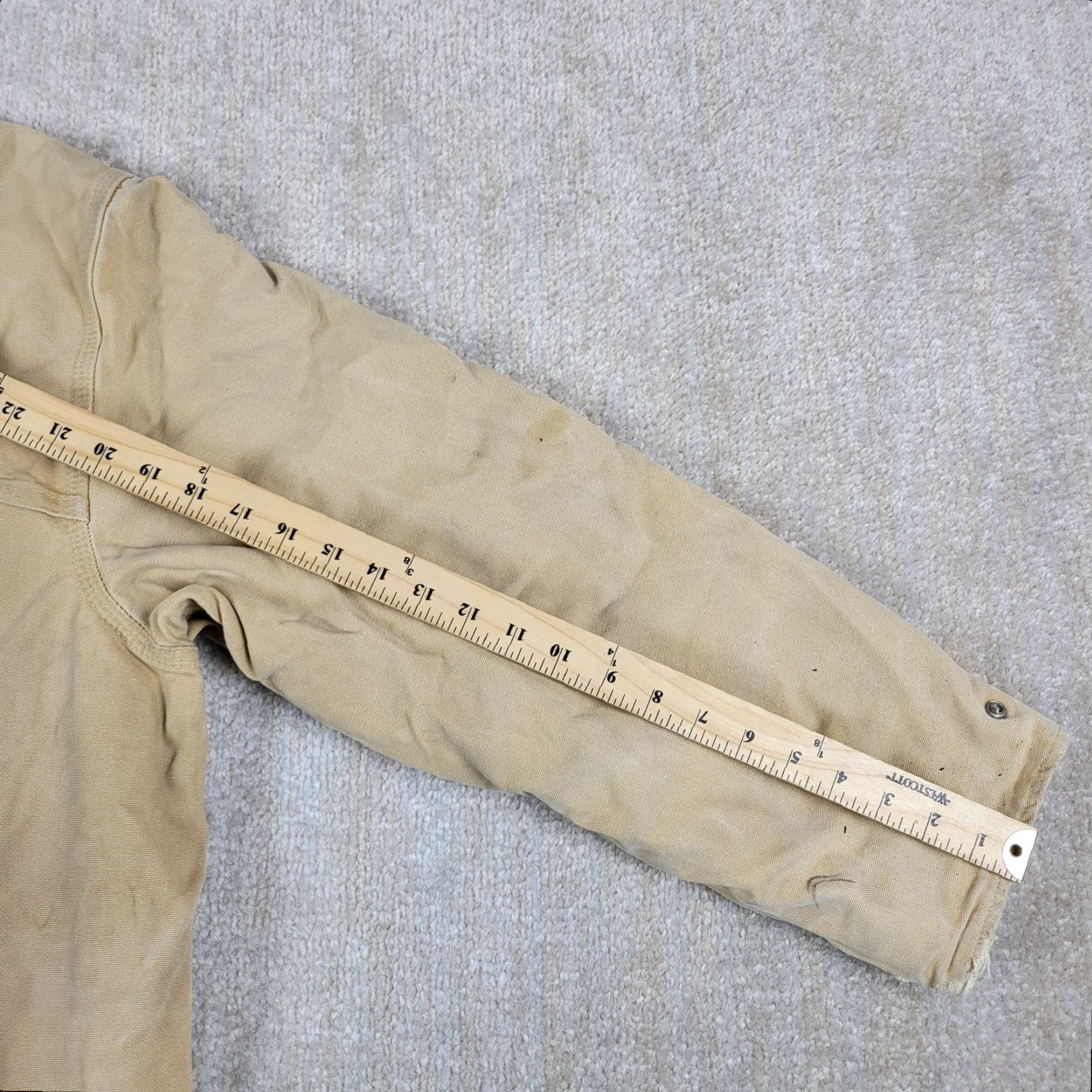 Carhartt VINTAGE Carhartt Jacket Mens 2XL Beige Distressed Full Zip Wool Lined USA Jacket Size US XXL / EU 58 / 5 - 7 Thumbnail