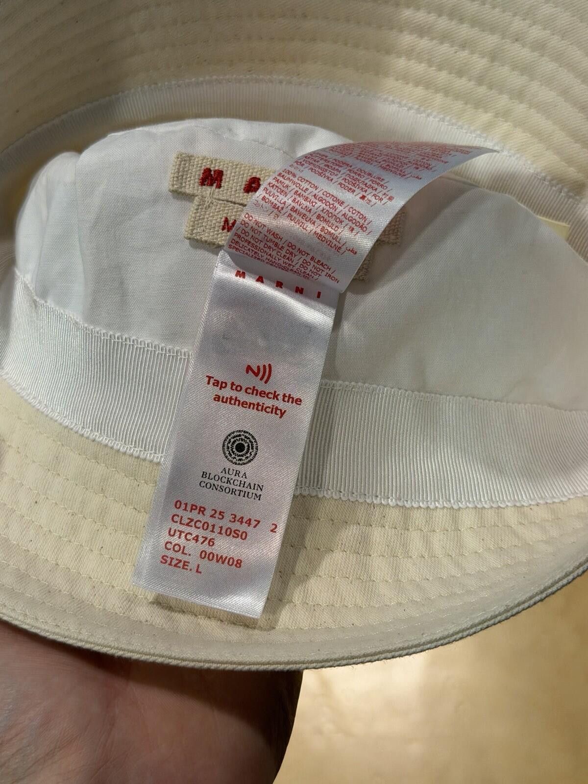 The Unbranded Brand MARNI Organic Gabardine Embroidered Logo Bucket Hat (L) Size ONE SIZE - 12 Thumbnail