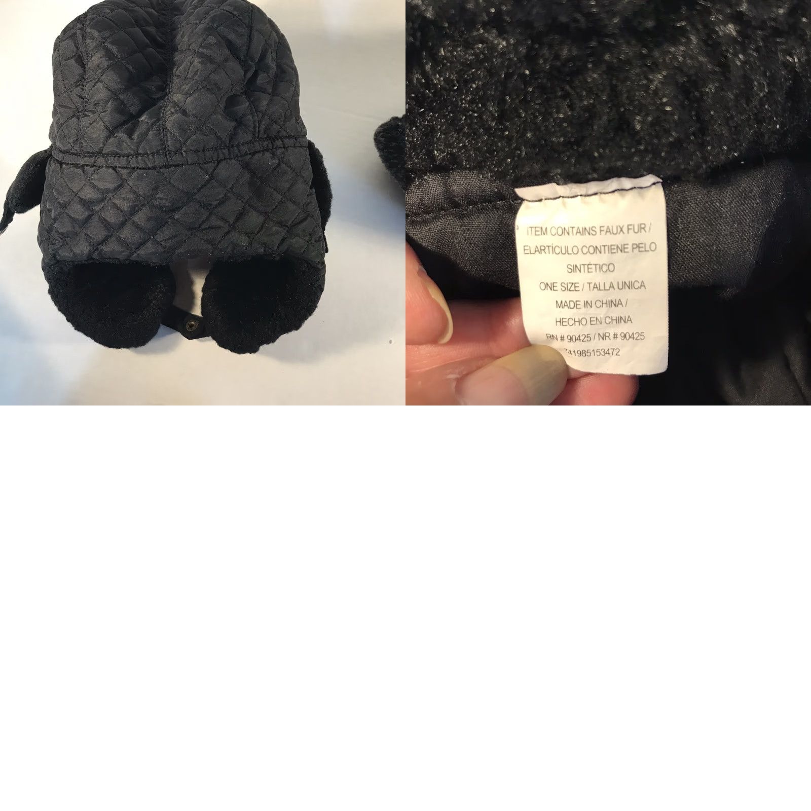 Vintage Unbranded Lot Of 2 Black Quilted Trapper Hats OSFA Size ONE SIZE - 8 Thumbnail