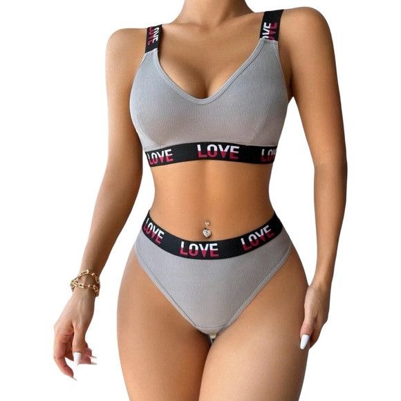 Other Women Letter Tape Bra & Brief Set Size L / US 10 / IT 46 - 1 Thumbnail