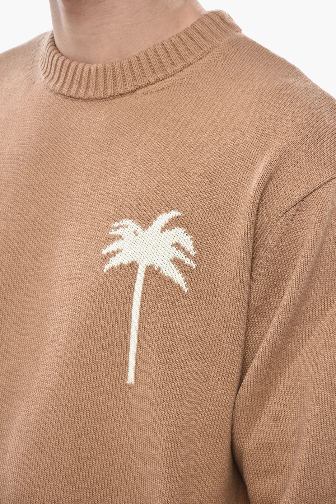 Palm Angels og1mm0326 Cotton-Blend Crewneck Sweater in Brown Size US L / EU 52-54 / 3 - 3 Thumbnail