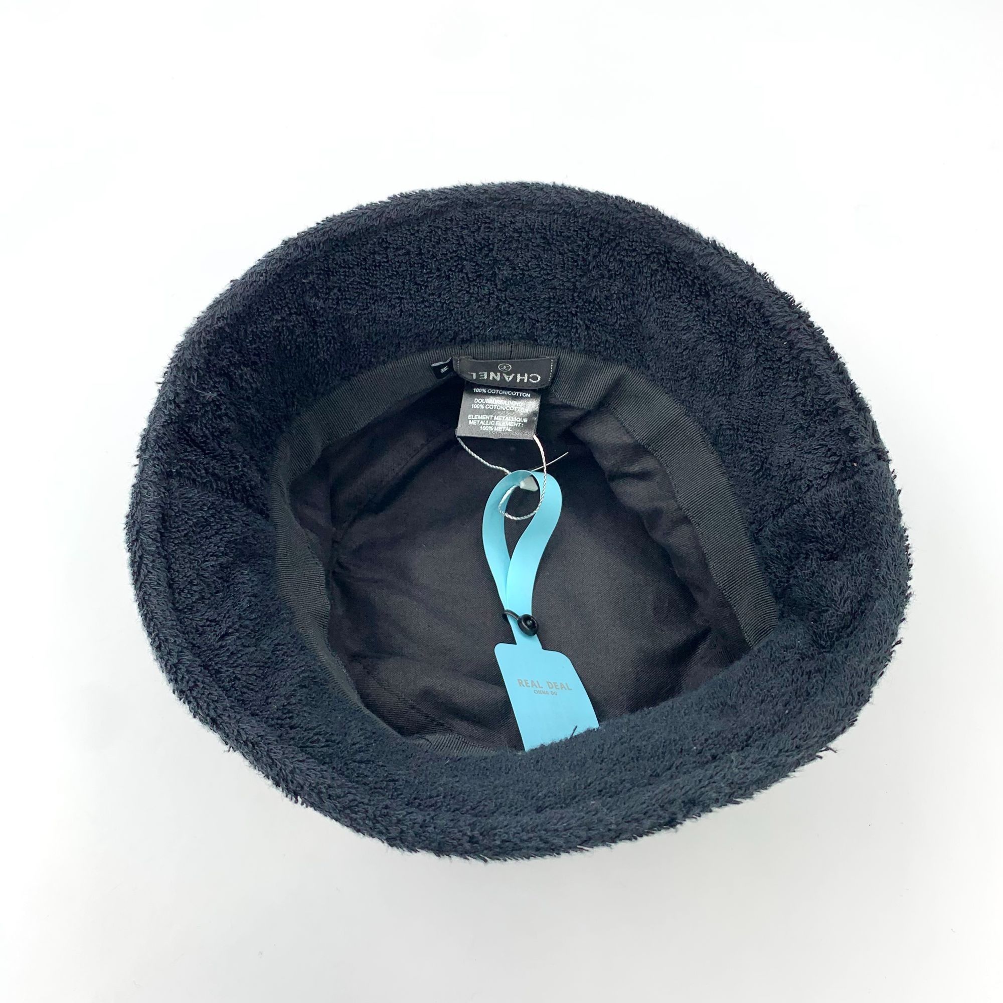 Chanel Chanel Dark Blue 100% Cotton Fisherman Hat With Metal Logo & Size ONE SIZE - 8 Thumbnail