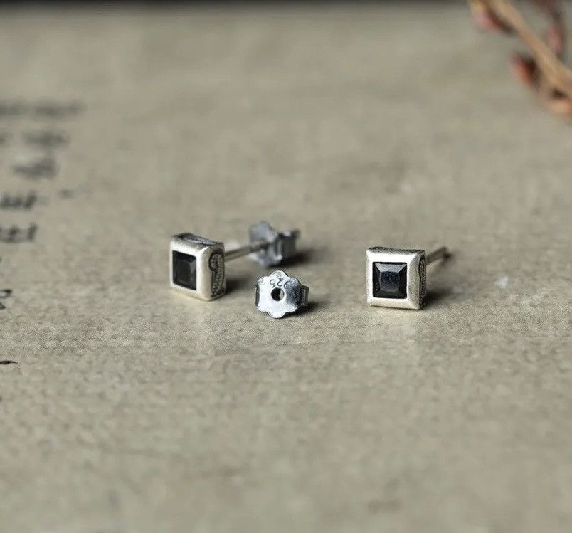 Vintage Square Black Zircon Stud Earrings (1pairs） Size ONE SIZE - 3 Thumbnail