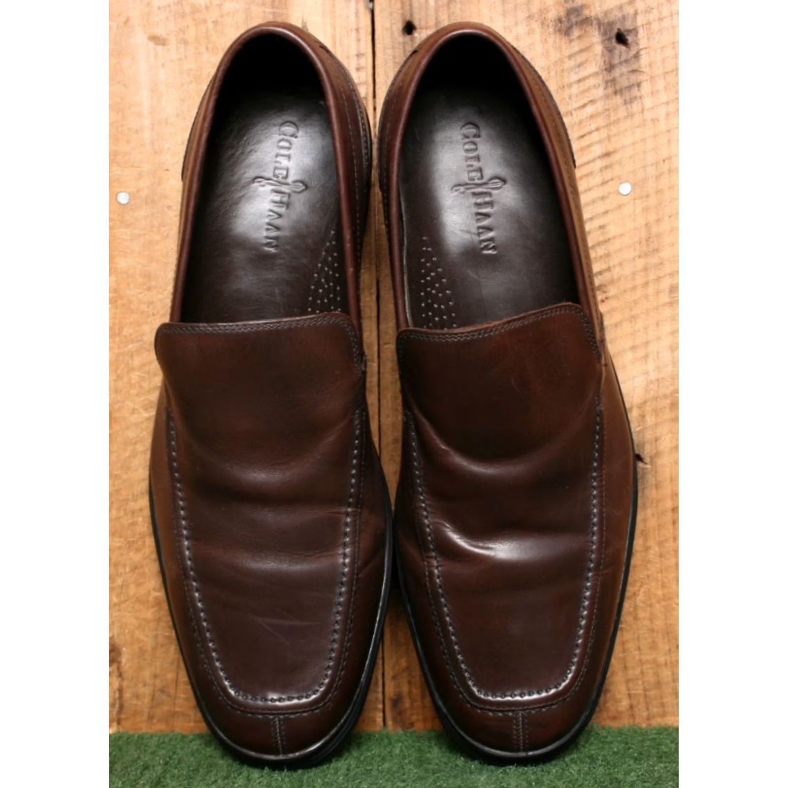 Cole Haan COLE HAAN Air Stylar Brown Leather Split Apron Toe Venetian Loafers Sz. 12M Mens Dress Loafer Size US 12 / EU 45 - 4 Thumbnail