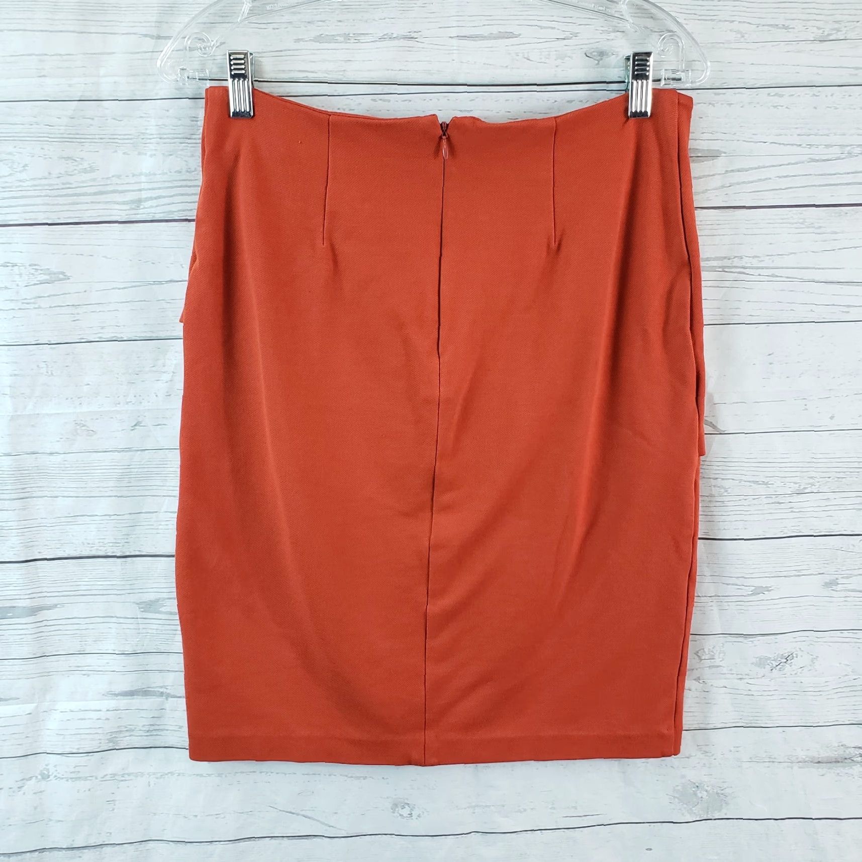 Vintage Cabi 3099 Womens Overlay Pencil Skirt Sz 8 Orange Rayon Blend Zips Skirt Mens? Size 30" / US 8 / IT 44 - 2 Thumbnail