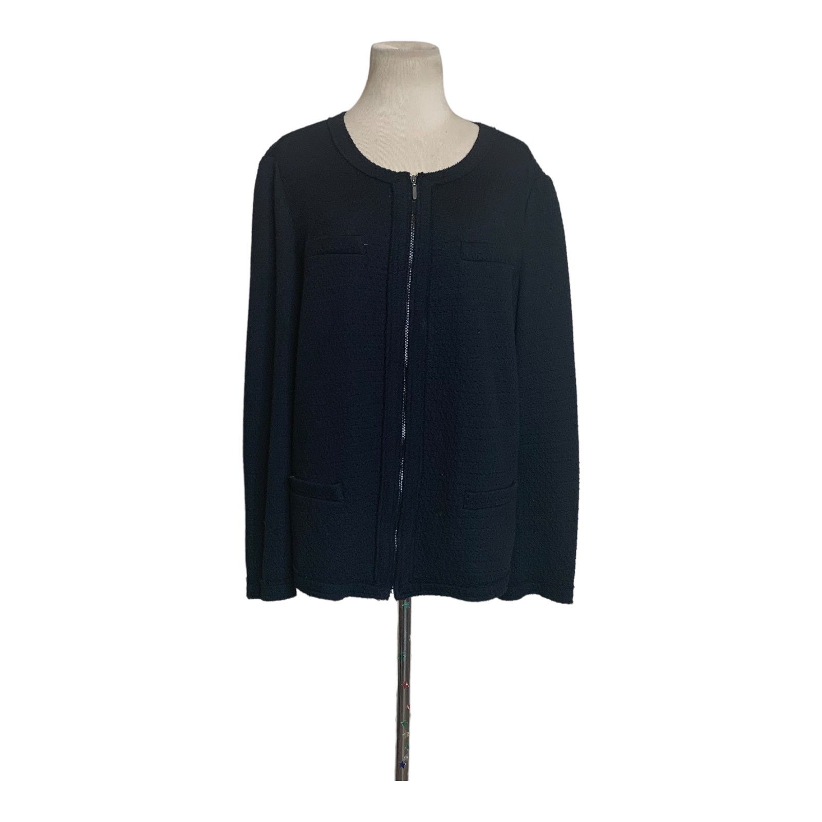 Alfani Alfani black long sleeves zippered knit jacket size 1X Size XL / US 12-14 / IT 48-50 - 5 Thumbnail