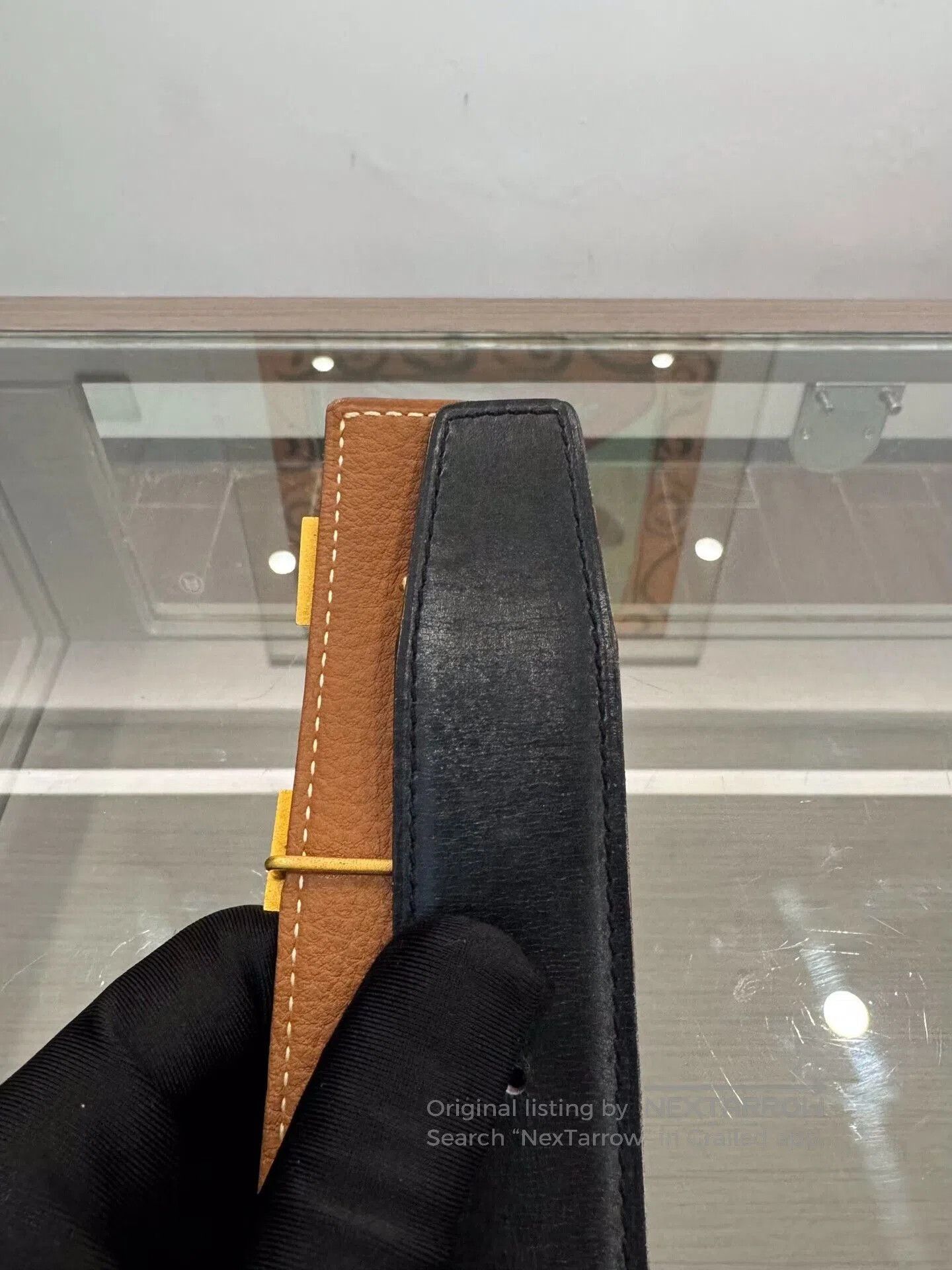 Hermes Hermes Black Brown H Buckle Gold Belt. Size ONE SIZE - 3 Thumbnail
