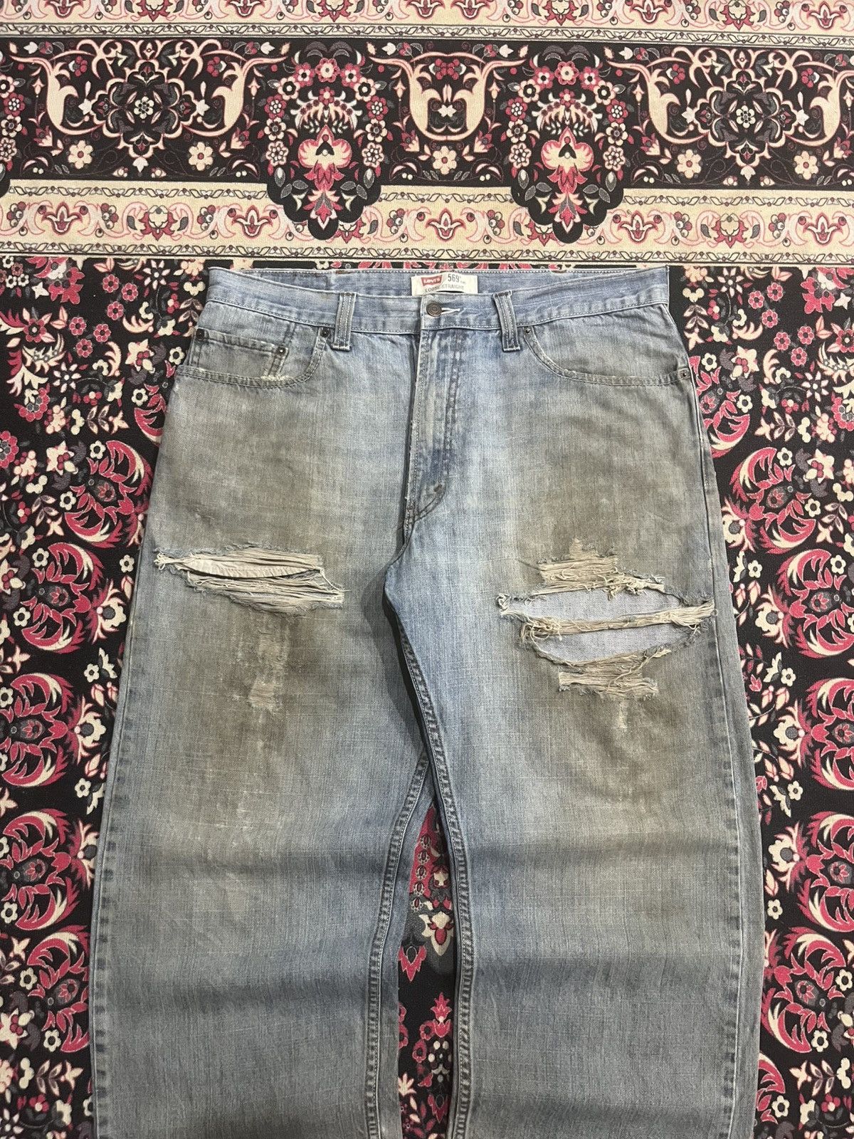 Levi's Vintage Levi’s 569 Light Rusty Blue Distressed Loose Jeans Size US 38 / EU 54 - 3 Thumbnail