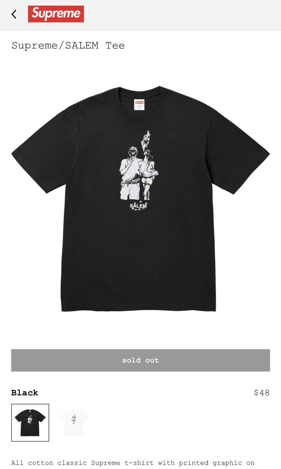 S4LEM SUPREME x SALEM TEE SHIRT Size US M / EU 48-50 / 2 - 5 Thumbnail