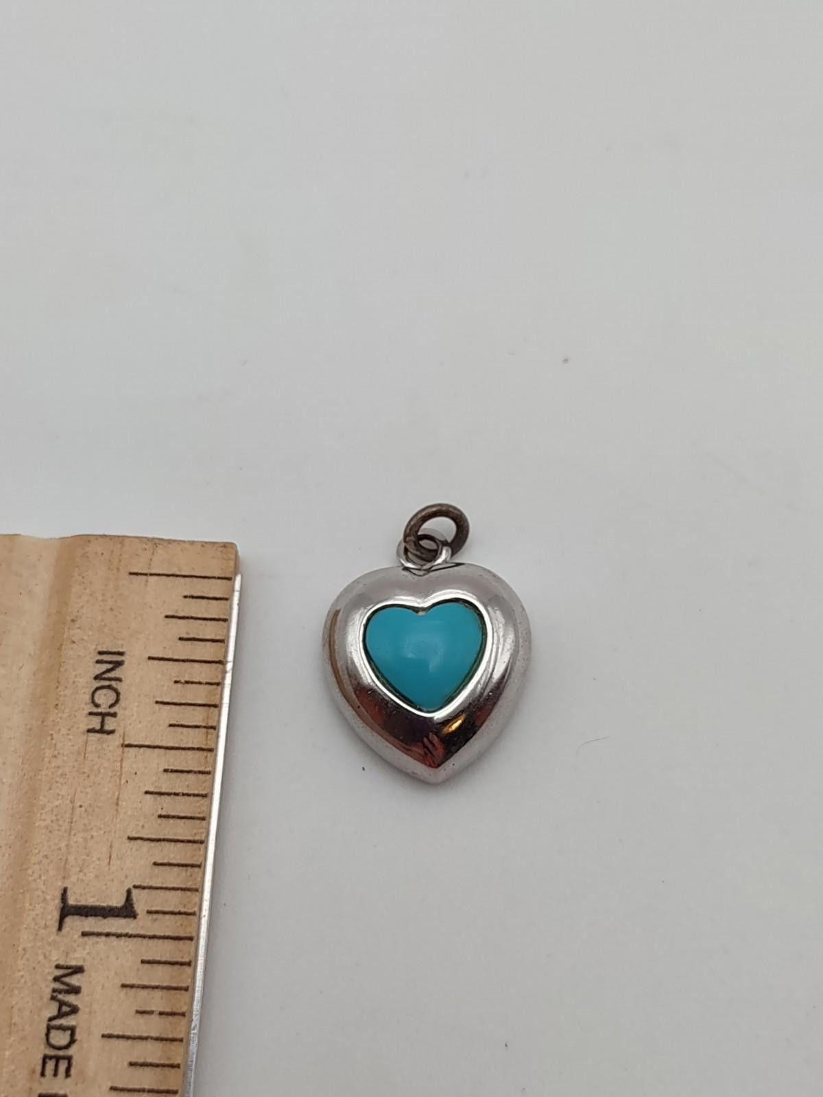 The Unbranded Brand Sterling Silver Turquoise Heart Pendant 925 Southwestern Size ONE SIZE - 3 Thumbnail